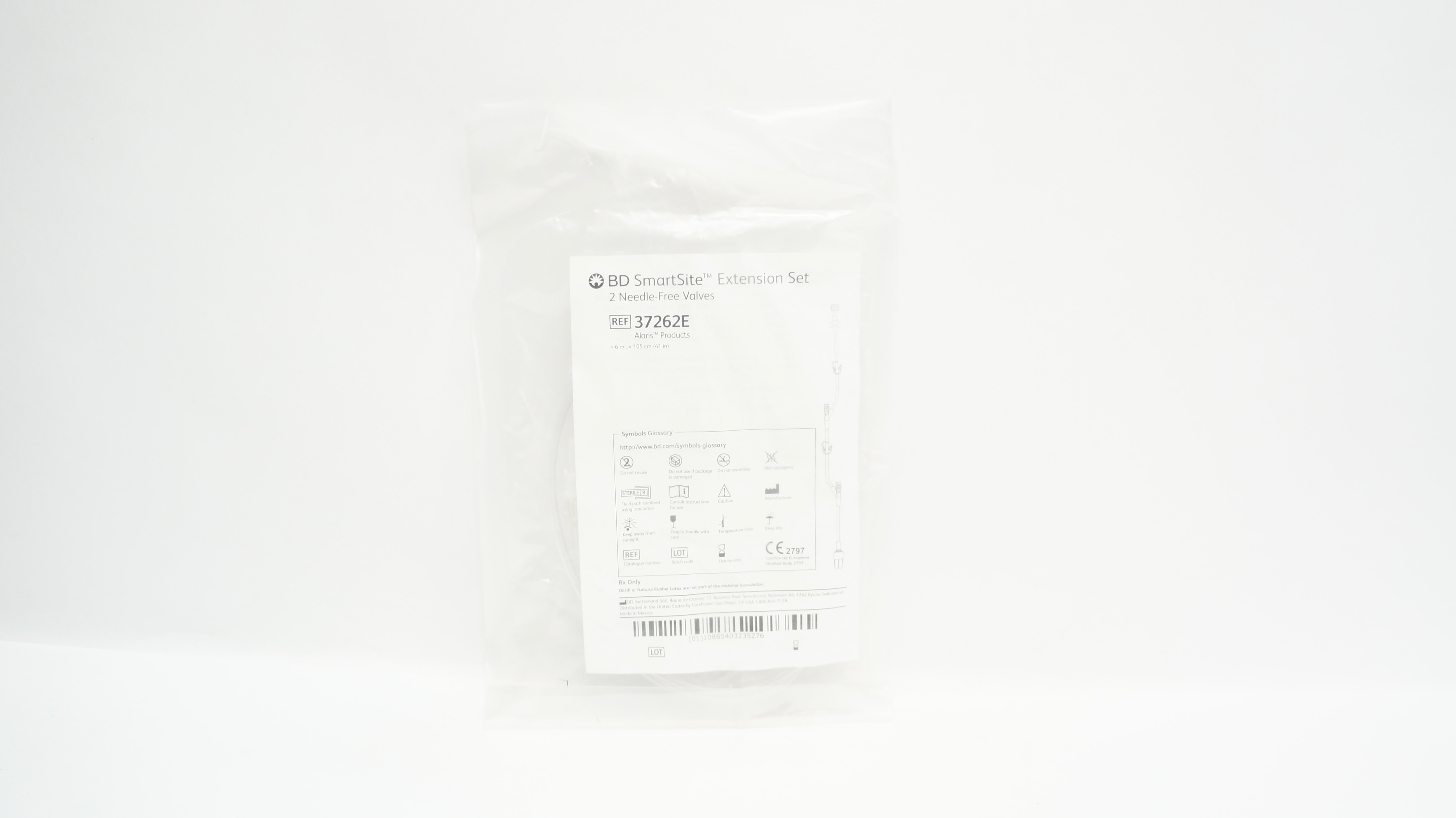 BD 37262E SmartSite Extension Set 2-Ndle. Free Valves 6mL x 41inch