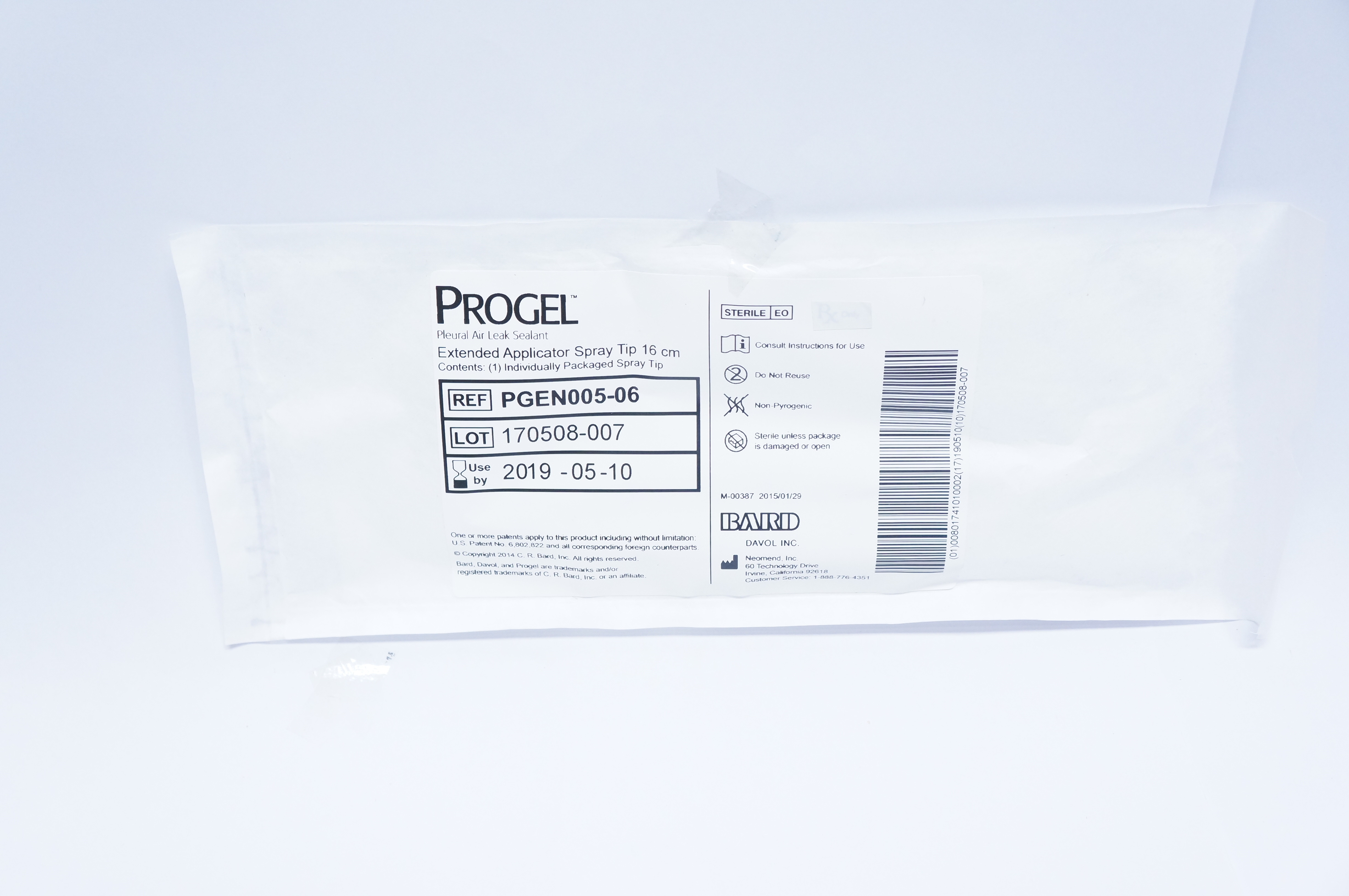 Bard PGEN00506 Pleural Air Leak Sealant Extended Applicator Spray Tip