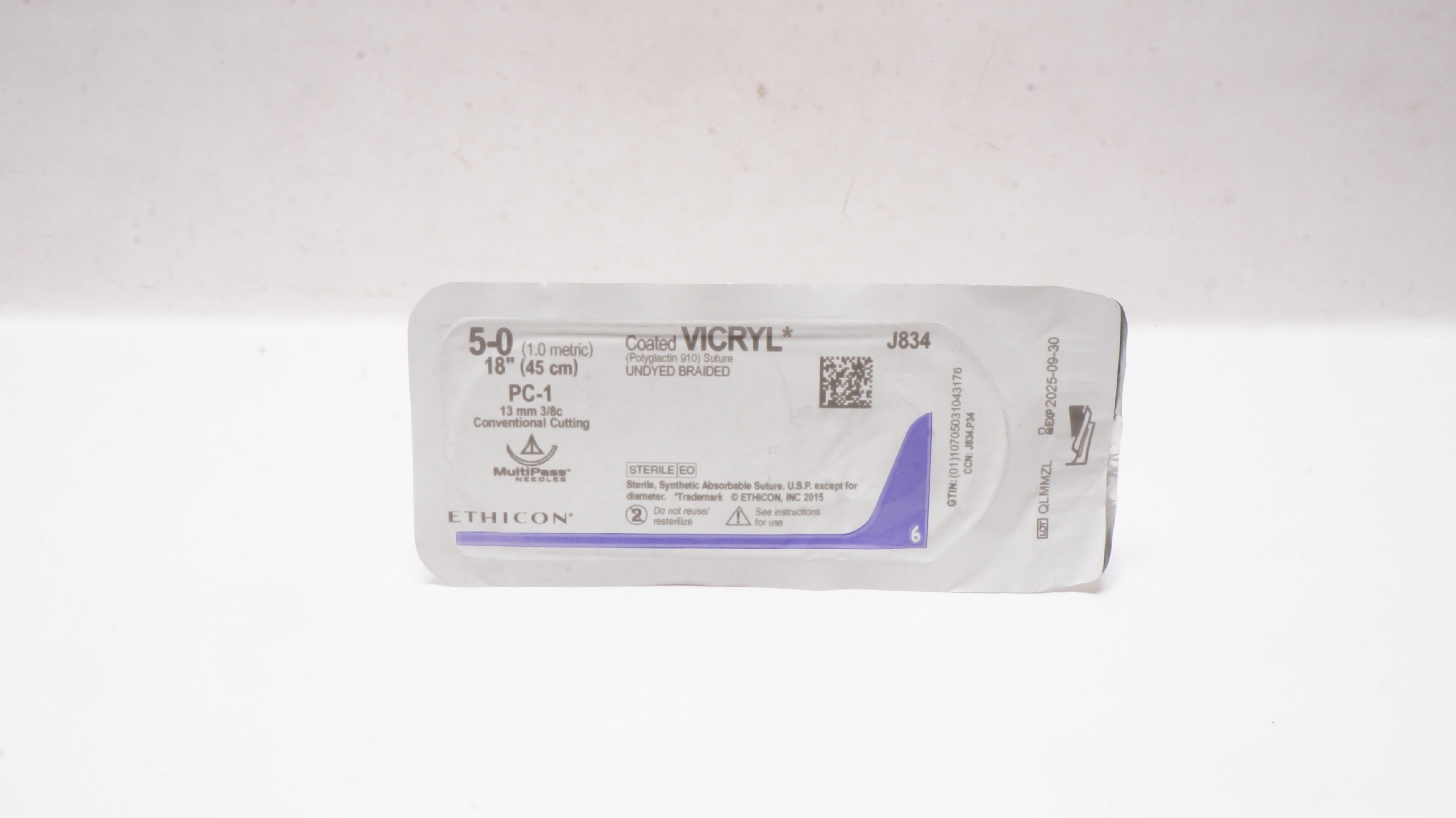 Ethicon J834 5-0 VICRYL PC-1 13mm 3/8c 18inch