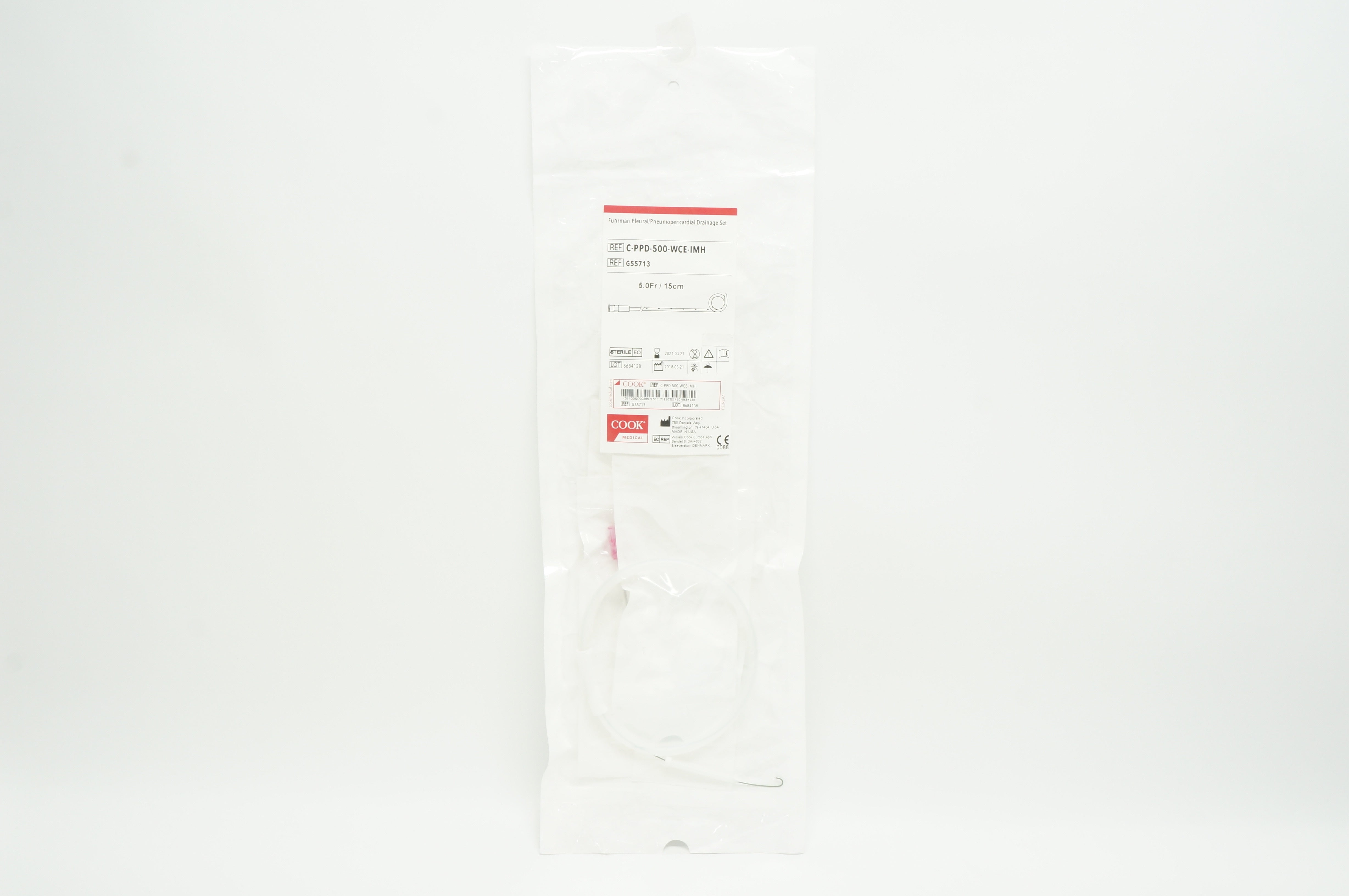 Cook G55713 Fuhrman Pleural/Pneumopericardial Drainage Set 5.0Fr./15cm (x)