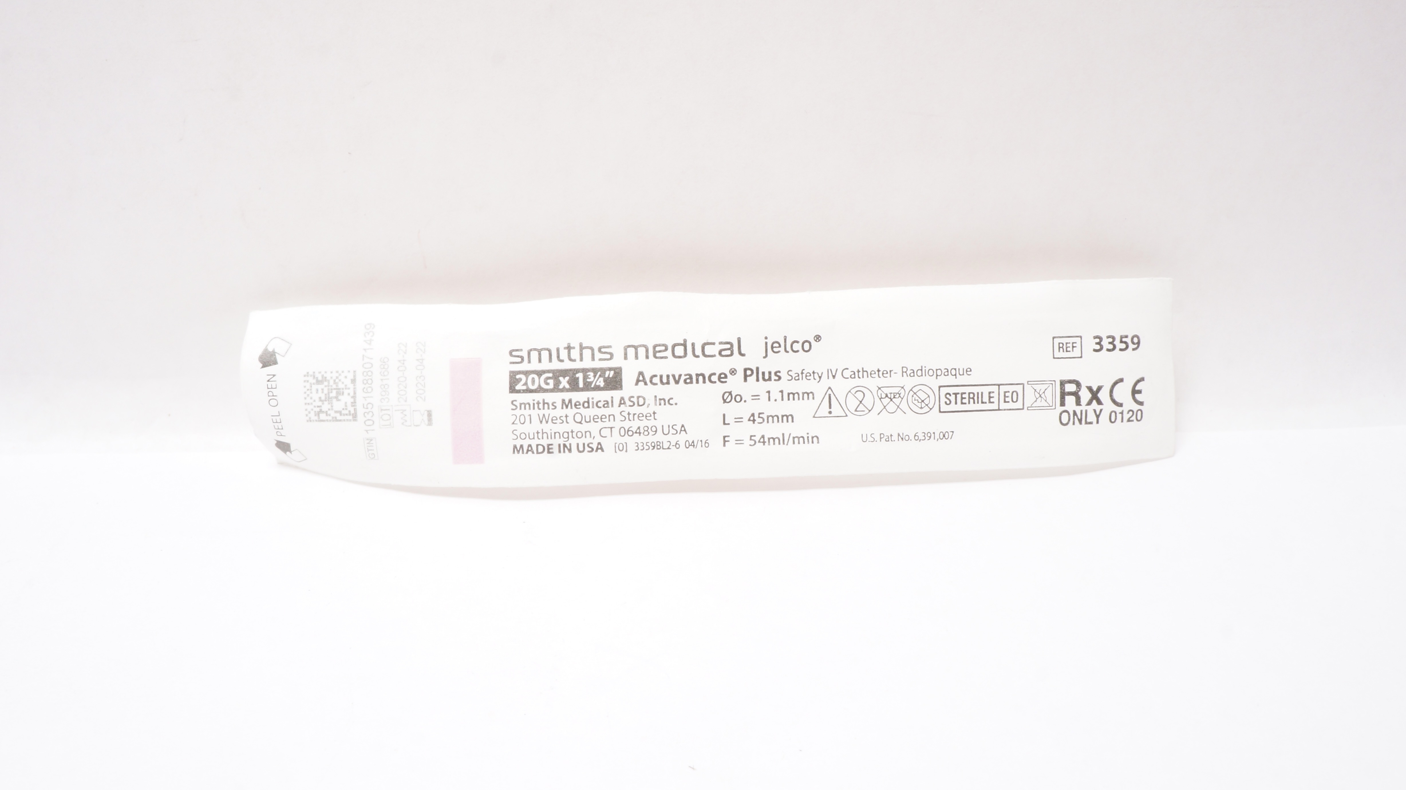 Smiths Medical 3359 Acuvance Plus Safety IV Cath. 20G x 1-3/4inch (x)