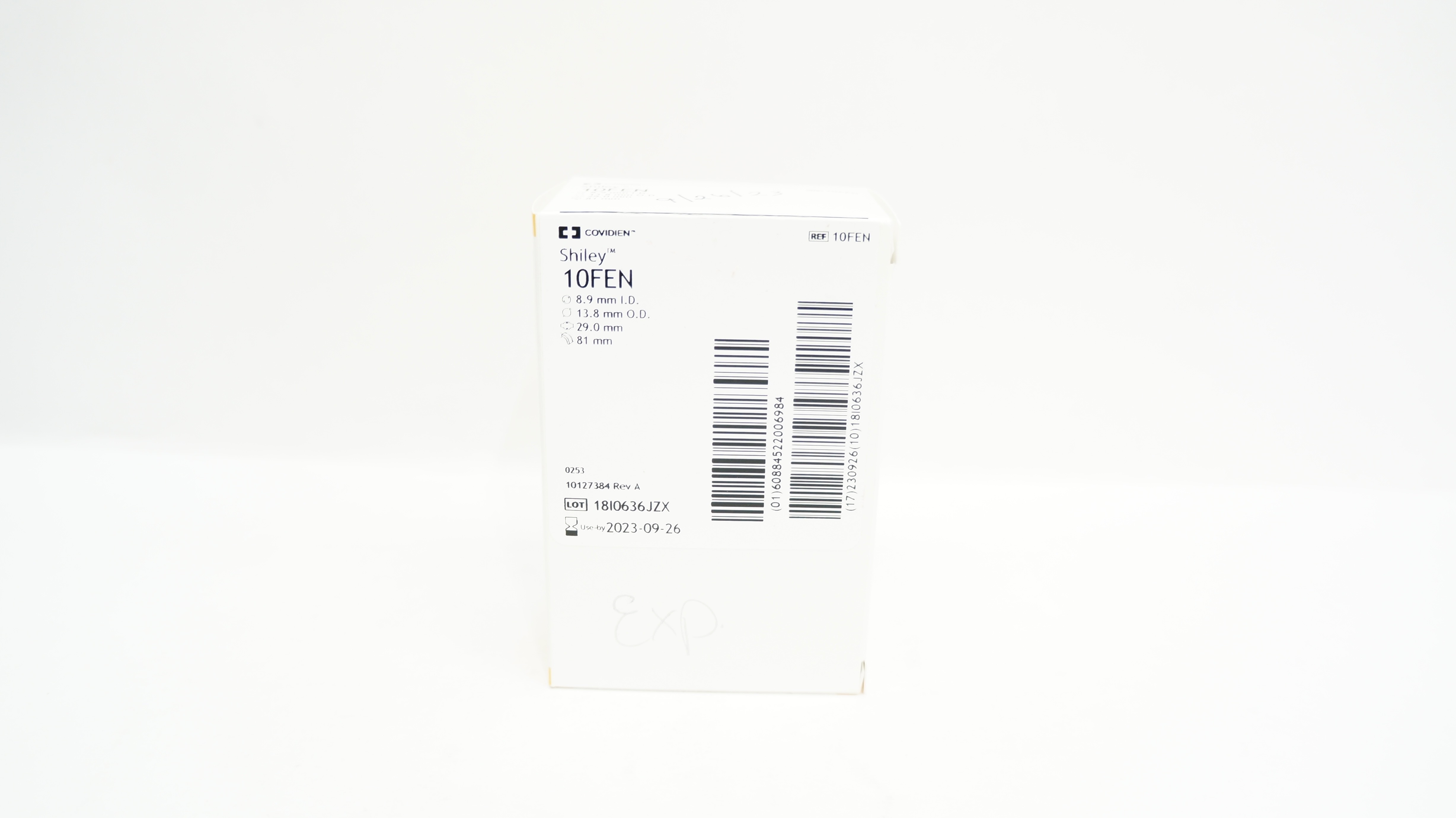 Covidien 10FEN Shiley Tracheostomy Tube Cuffed 8.9I.D x 13.8OD x 29.0 x 81mm (x)