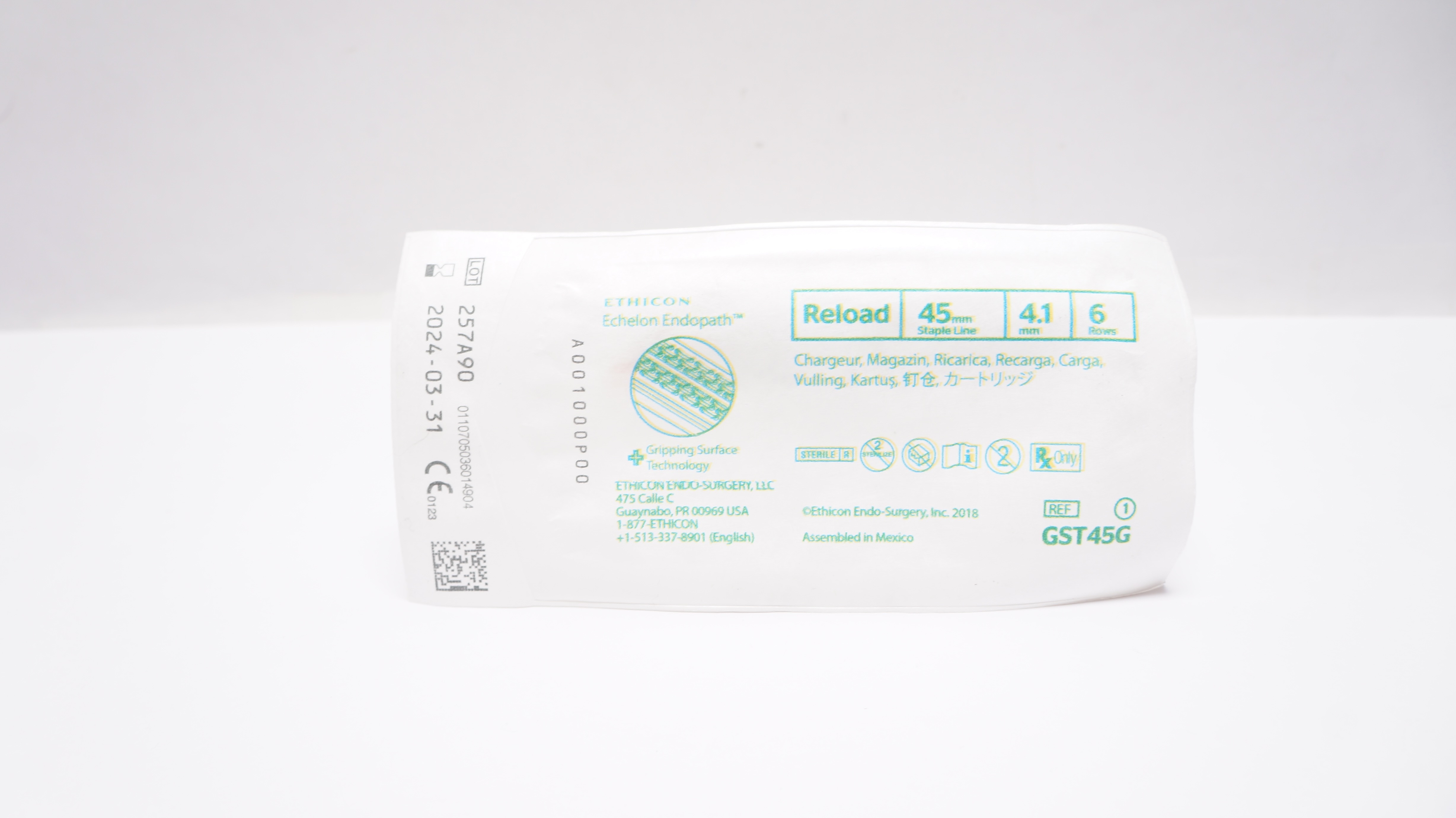 Ethicon GST45G Echelon Endopath Chargeur Reload 45mm Staple Line 4.1 mm 6 Rows