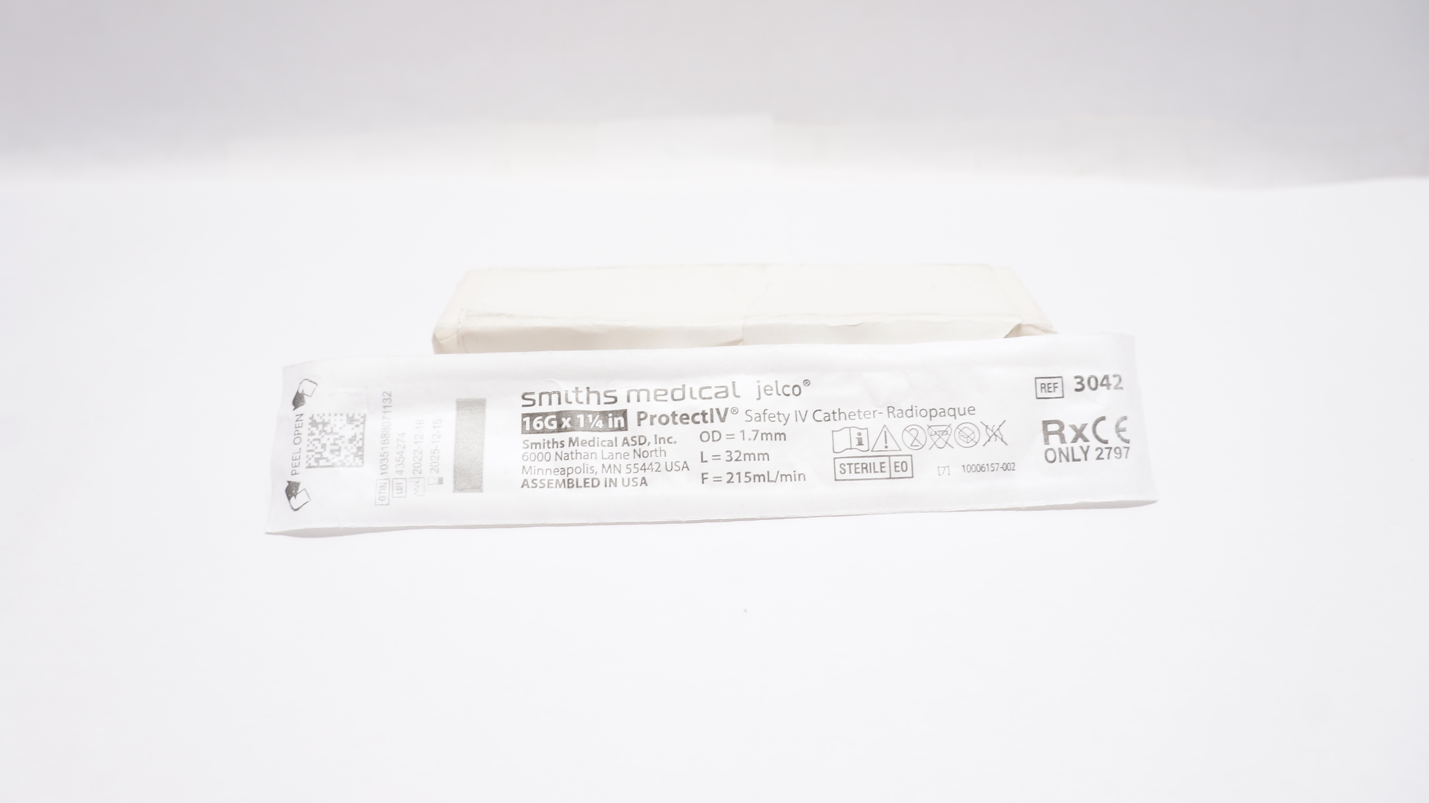Smiths Medical 3042 Jelco Protect IV Safety Cath. 16G x 1-1/4inch