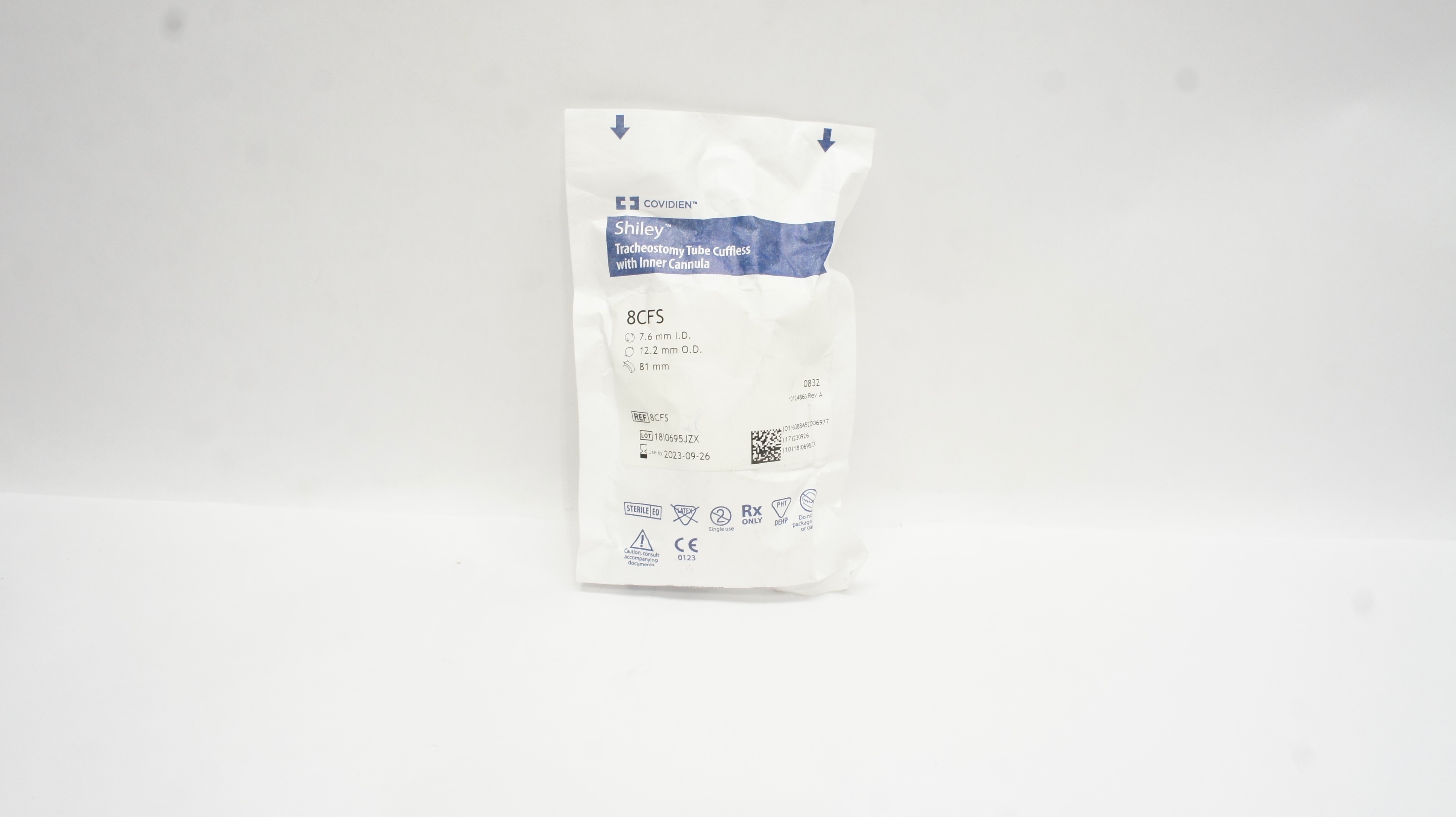 Covidien 8CFS Shiley Tracheostomy Tube Cuffless 7.6 ID x 12.2 OD x 81mm (x)