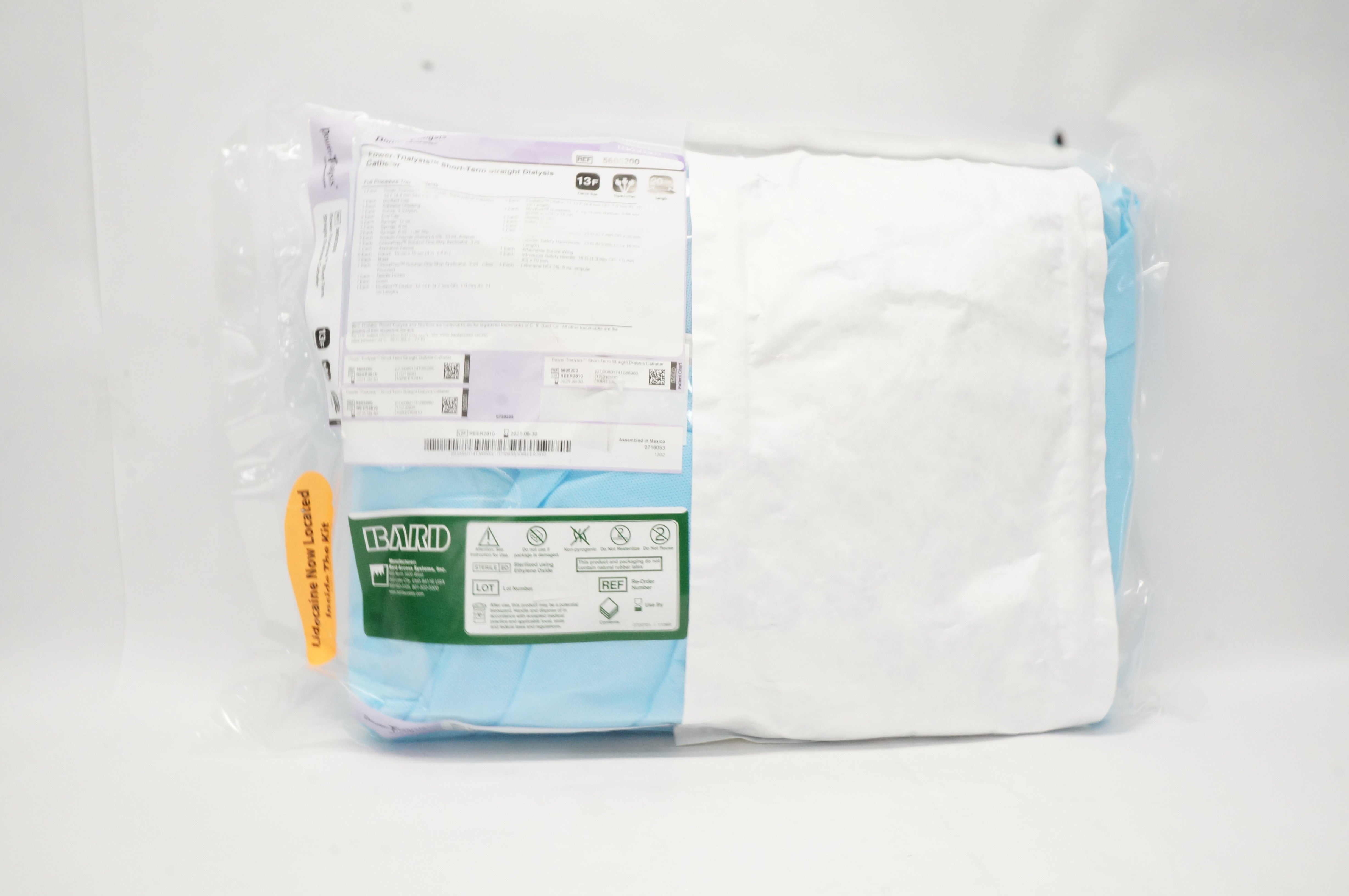 Bard 5605200 Power-Trialysis Short-Term Straight Dialysis Cath. Tray 13F x 20cm
