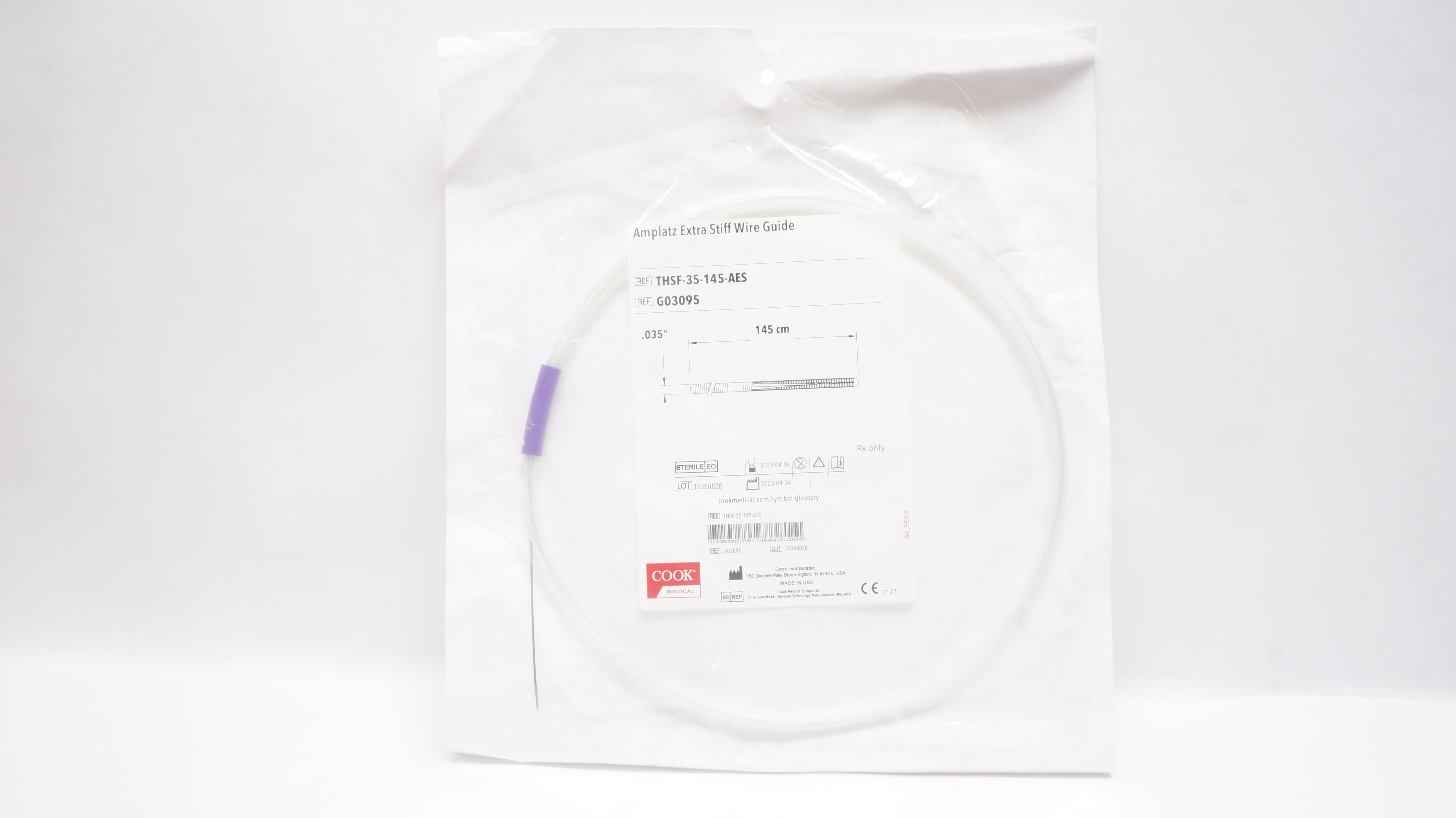 Cook Wire Guard Cook Medical G03095 Amplatz Extra Stiff Wire Guide 145cm x .035inch