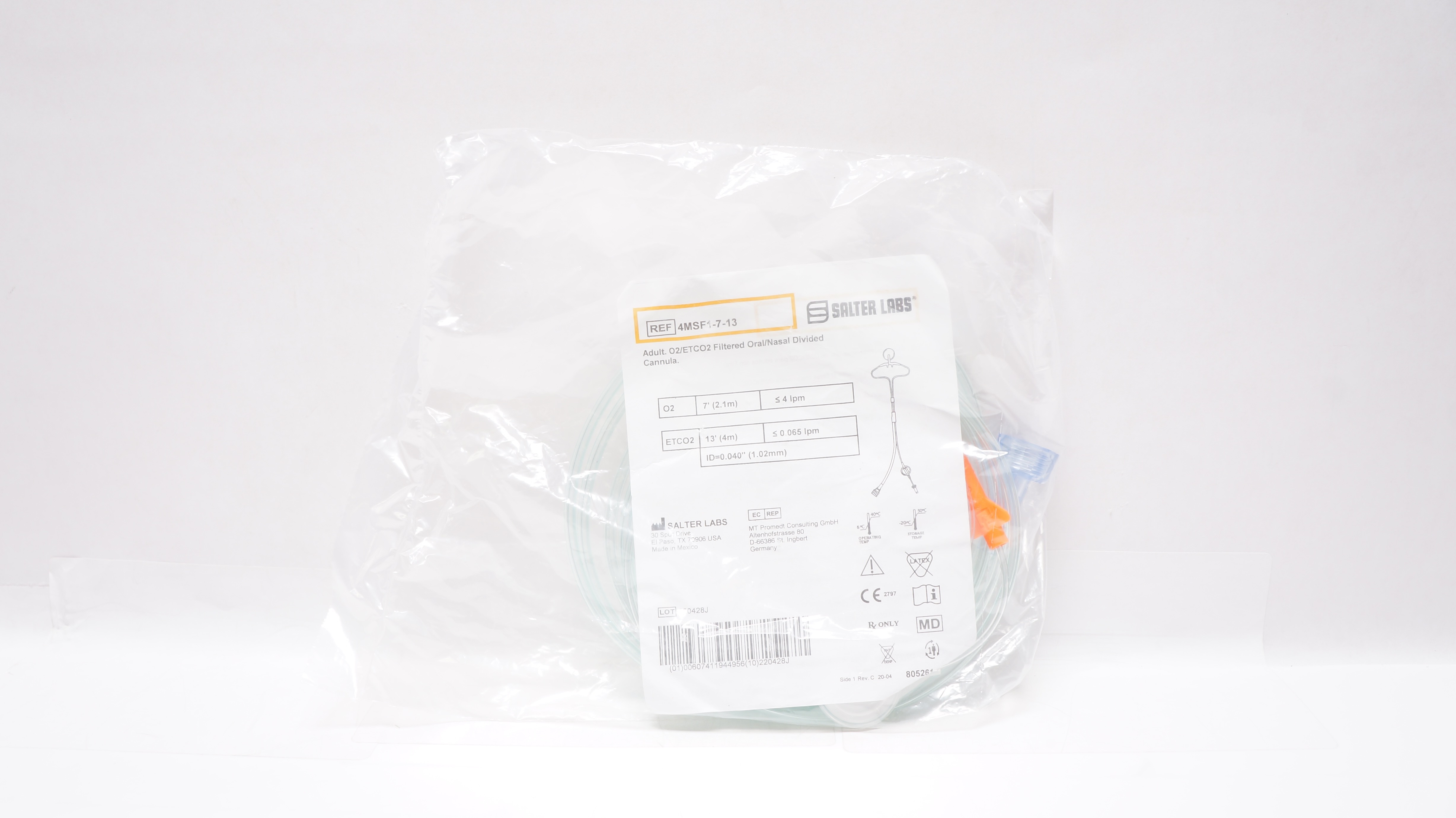Salter Labs 4MSF1-7-13 Adult O2/ETCO2 Filtered Oral/Nasal Divided Cannula