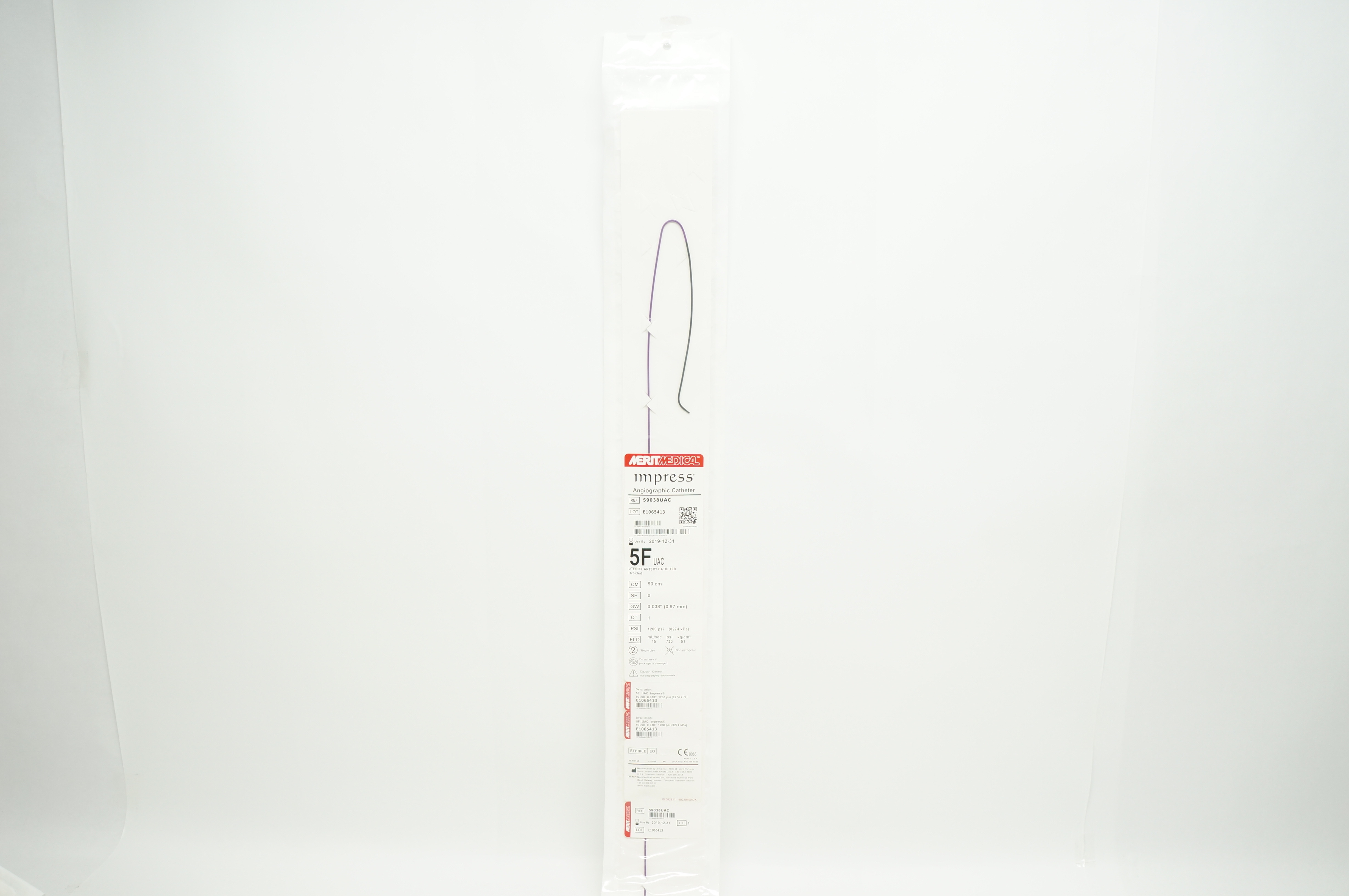 Merit Medical 59038UAC Impress Angiographic Cath. 5F x 0.038inch x 90cm (x)