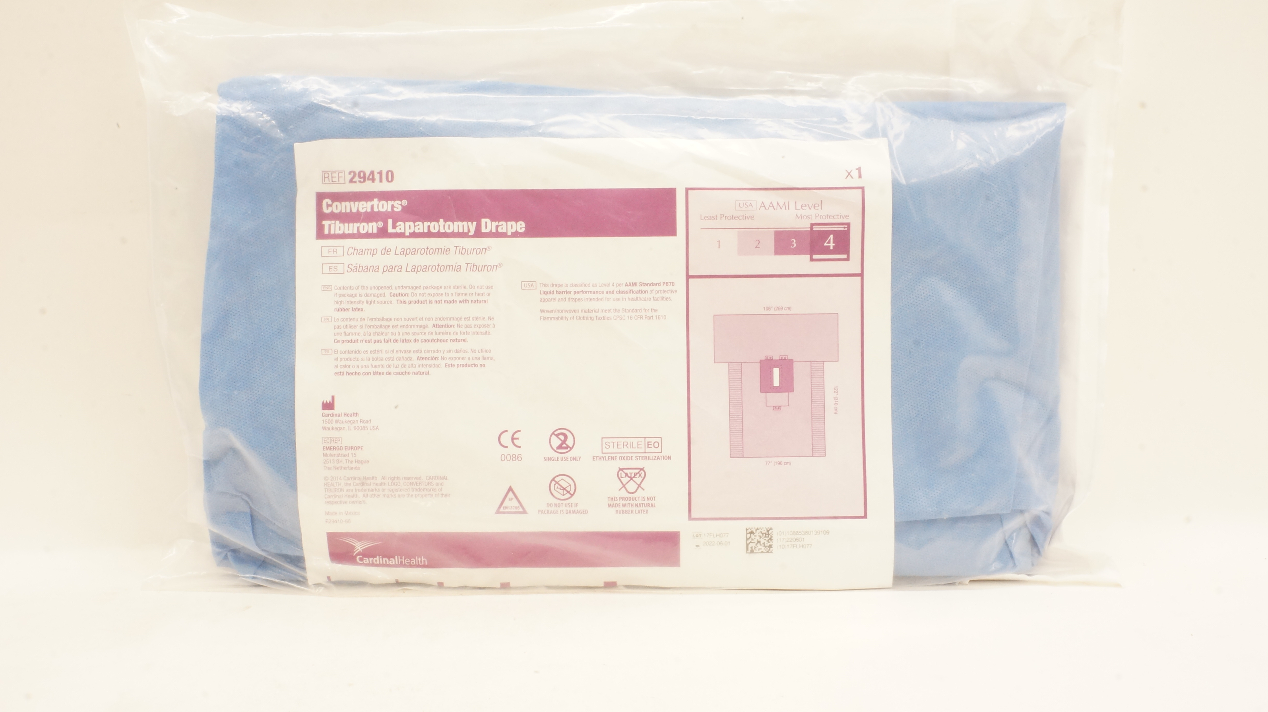 Cardinal Health 29410 Convertors Tiburon Laparotomy Drape  106inch x 122inch