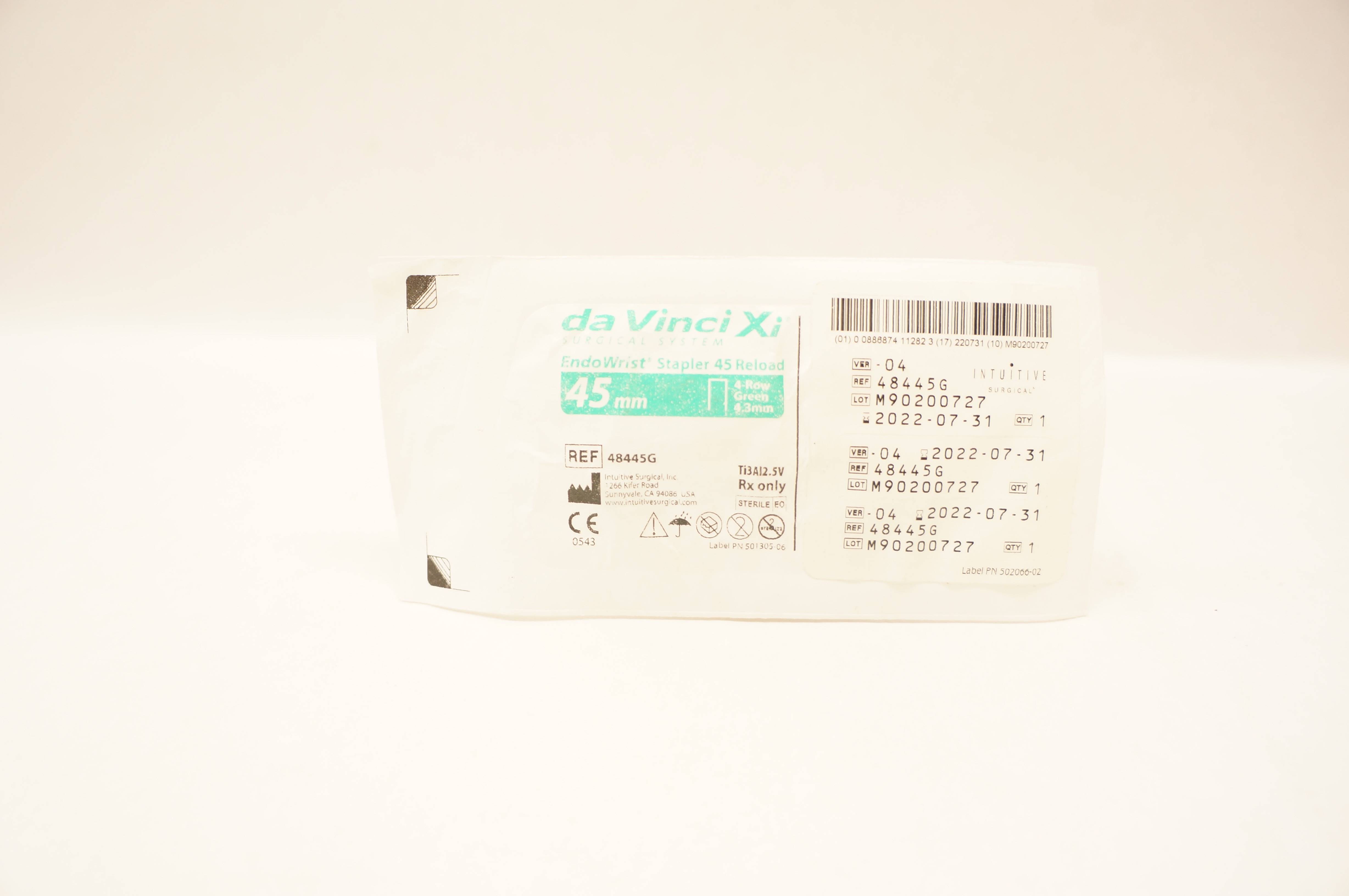 Intuitive 48445G daVinci Xi EndoWrist Stapler 45mm Reload Green 4-Row 4.3mm (x)