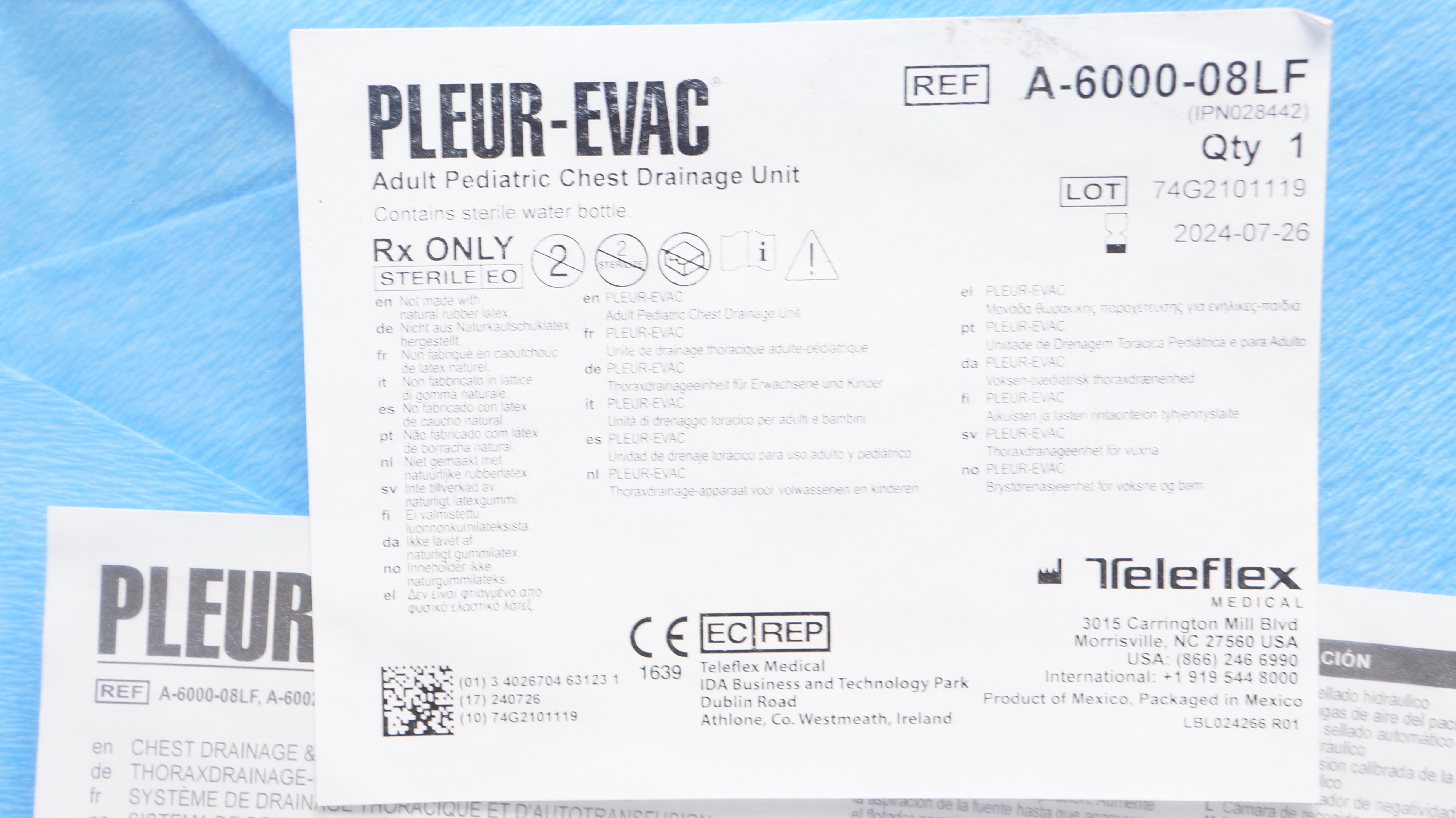 Teleflex A-6000-08LF Pleur-Evac Adult Pediatric Chest Drainage Unit
