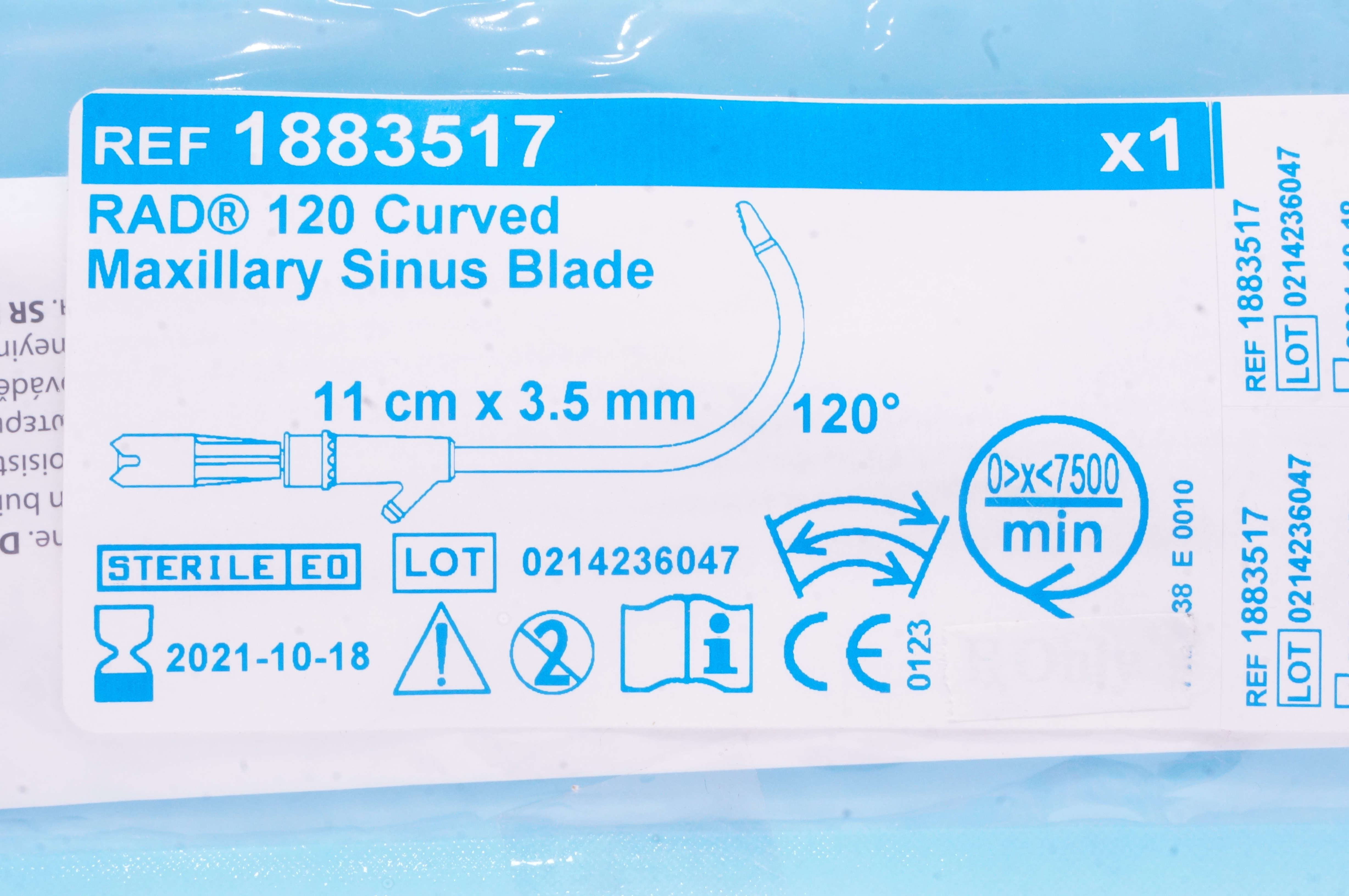Medtronic 1883517 RAD 120 Curved Maxillary Sinus Blade