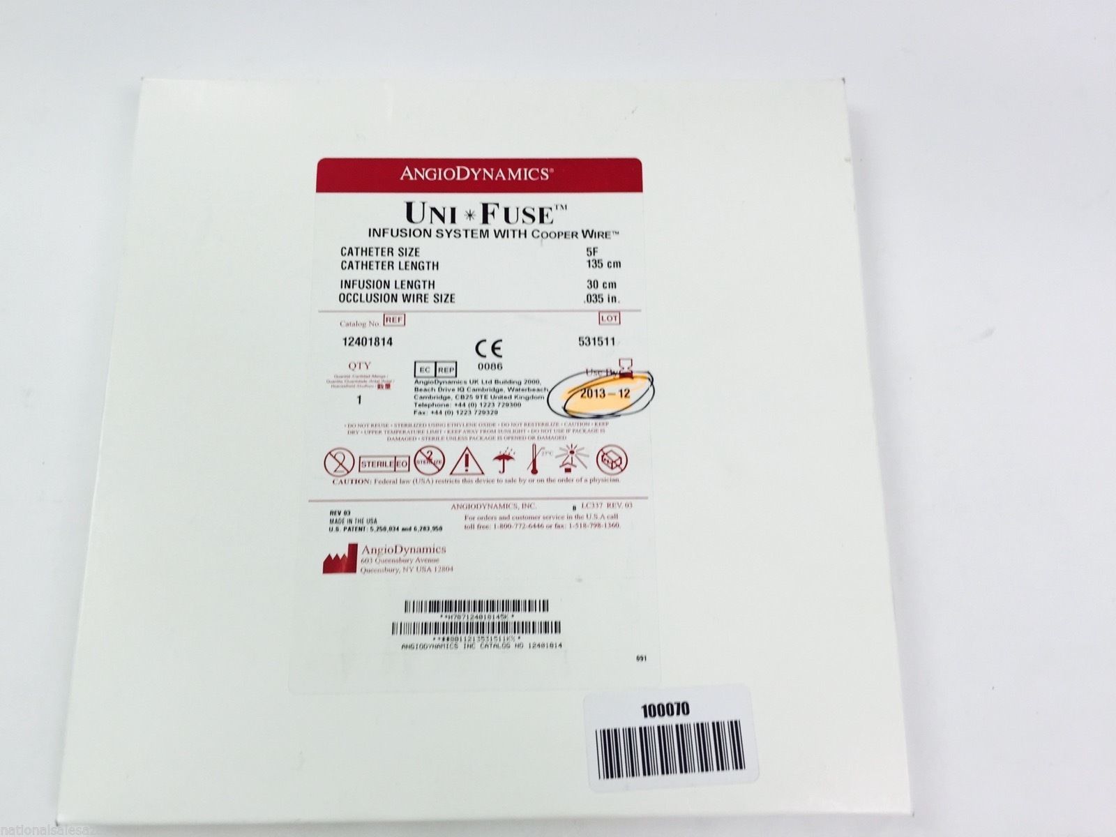 12401814 AngioDynamics Infusion System Cath Size 5F x 135cm (x)