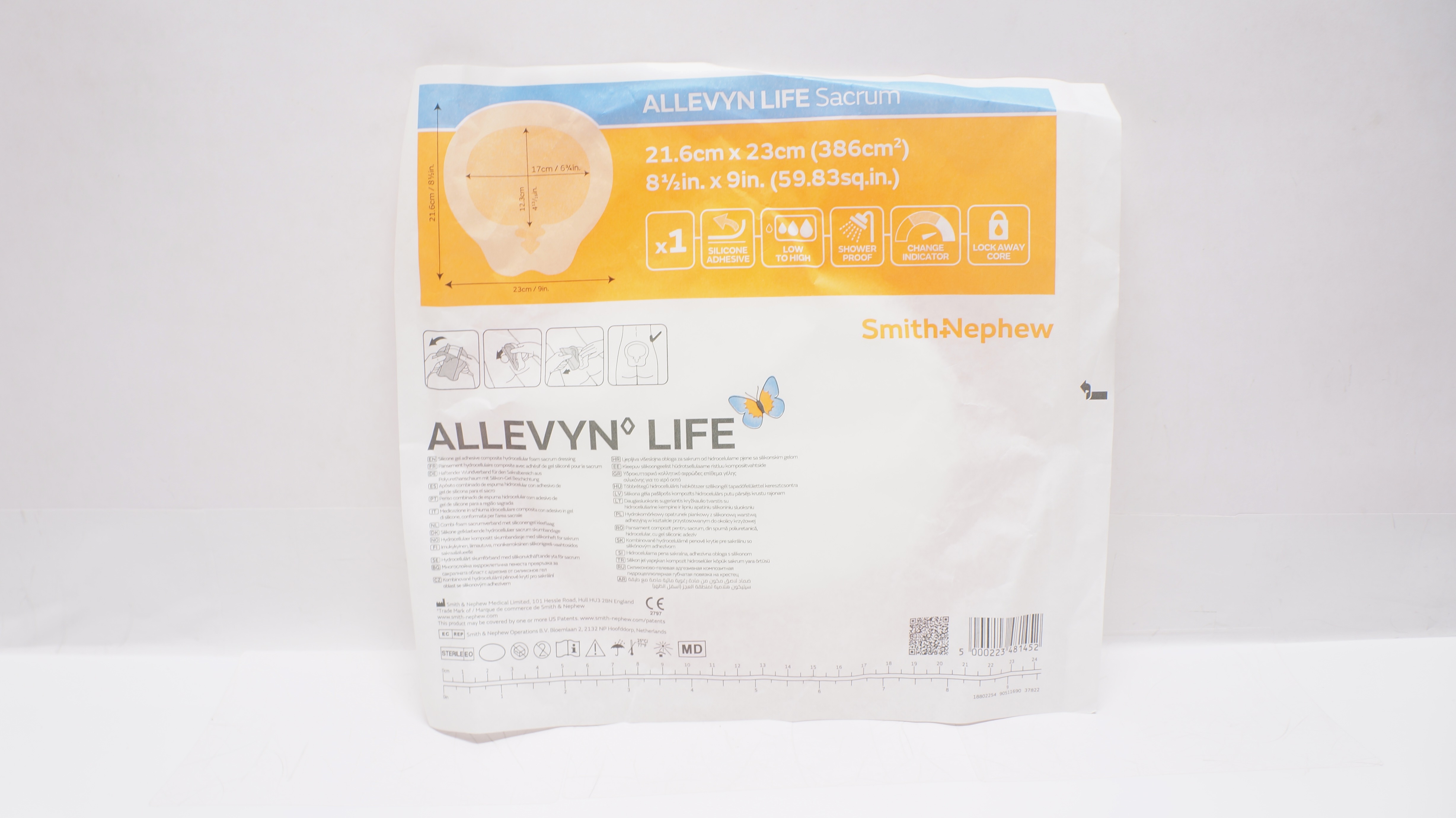 Smith&Nephew 66801307 Allevyn Life Sacrum Dressing 8-1/2inch x 9inch