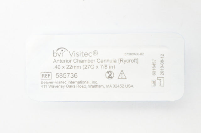 Beaver-Visitec 585736 Anterior Chamber Cannula 40 x 22mm (27G x 7/8 in.)