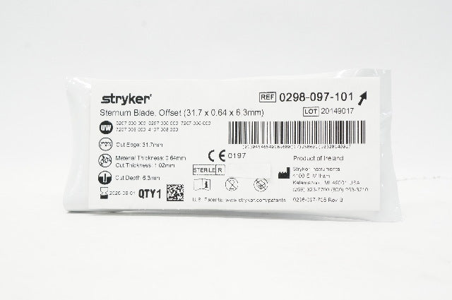 Stryker 0298-097-101 Sternum Blade Offset 31.7 x 0.64 x 6.3mm