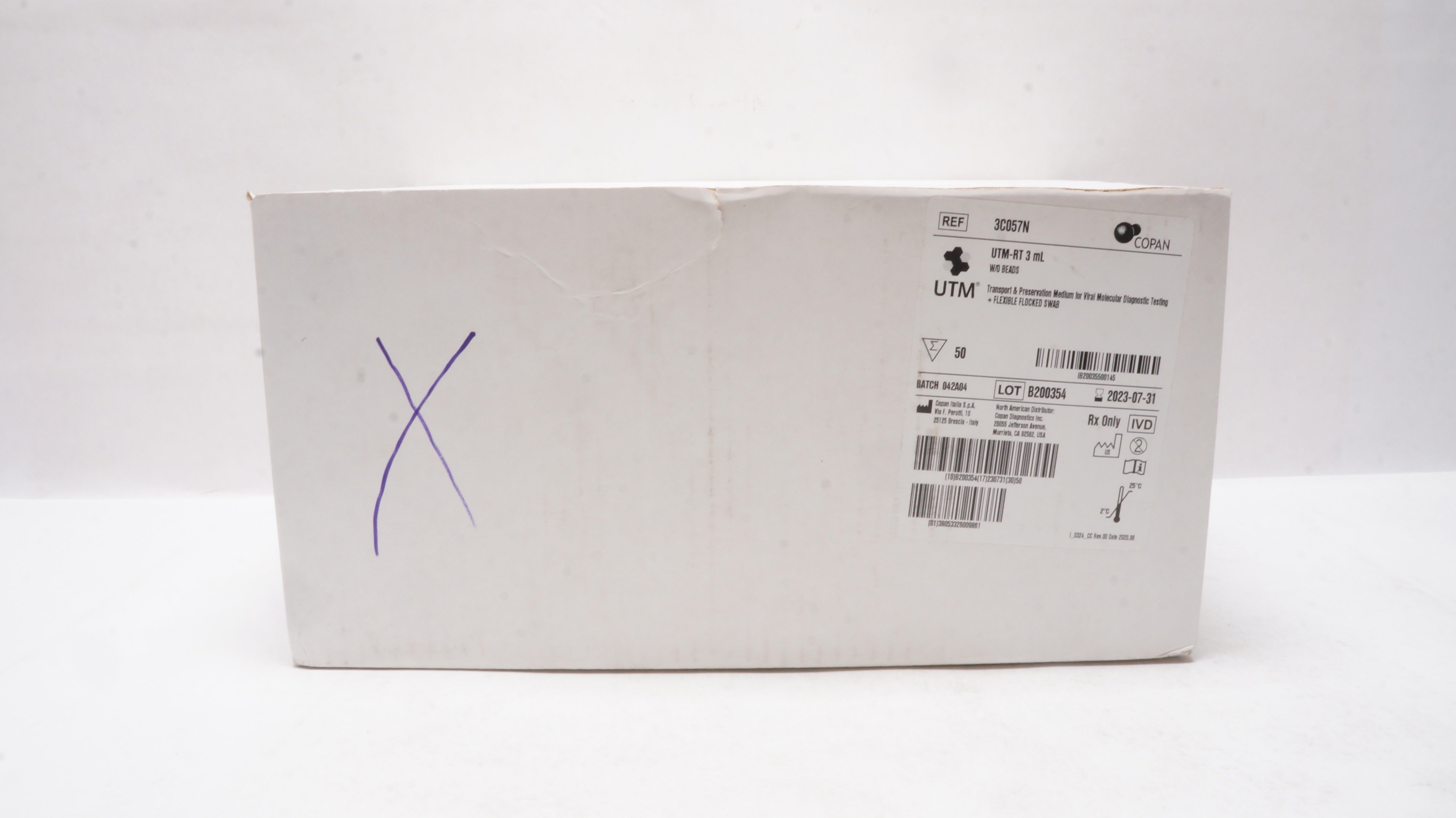 Copan 3C057N UTMRT w/o Beads, 3mL Box of 50