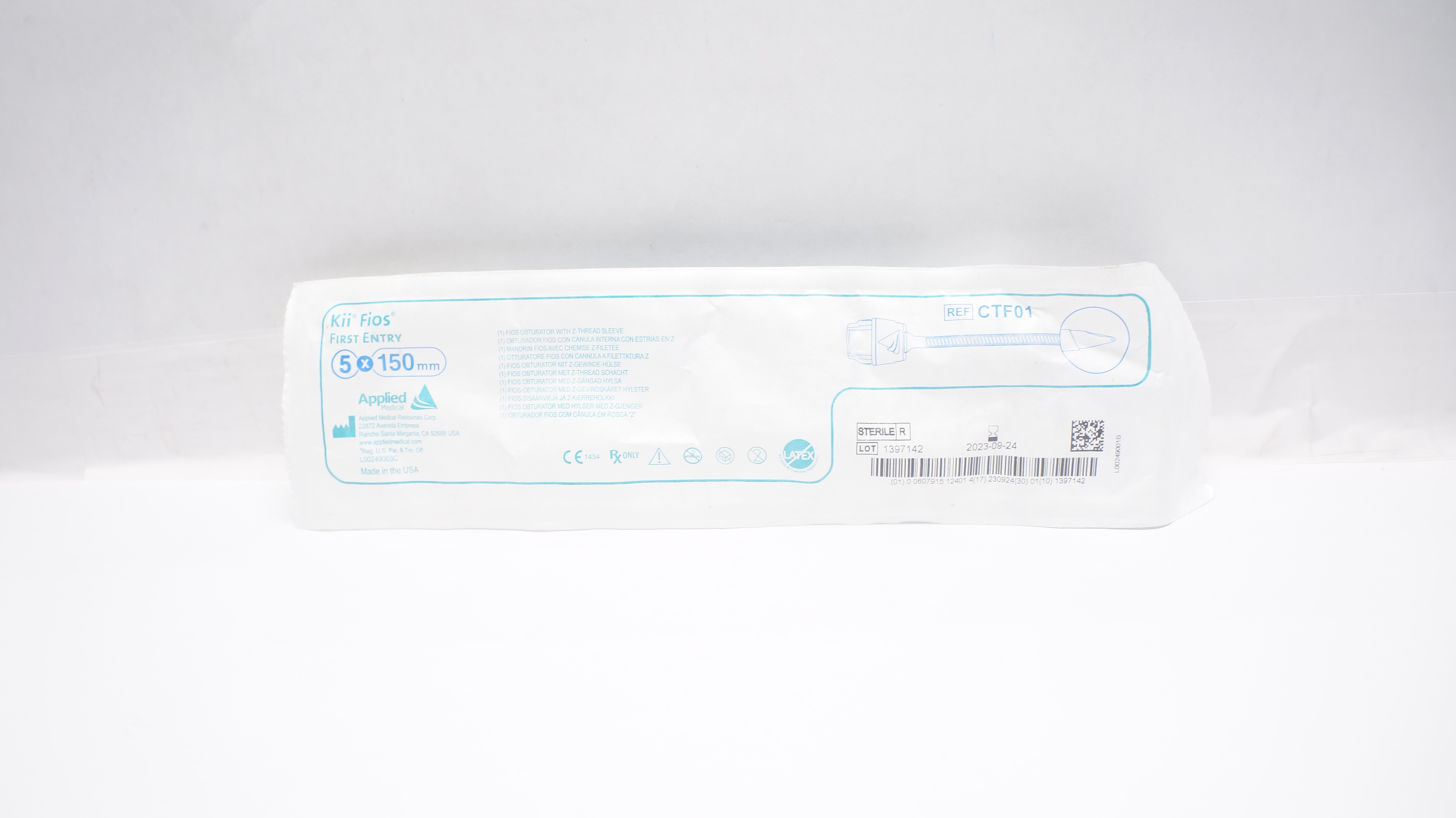 Applied Medical CTF01 Kii Fios Obturator with Z-thread Sleeve 5mm x 150mm (x)