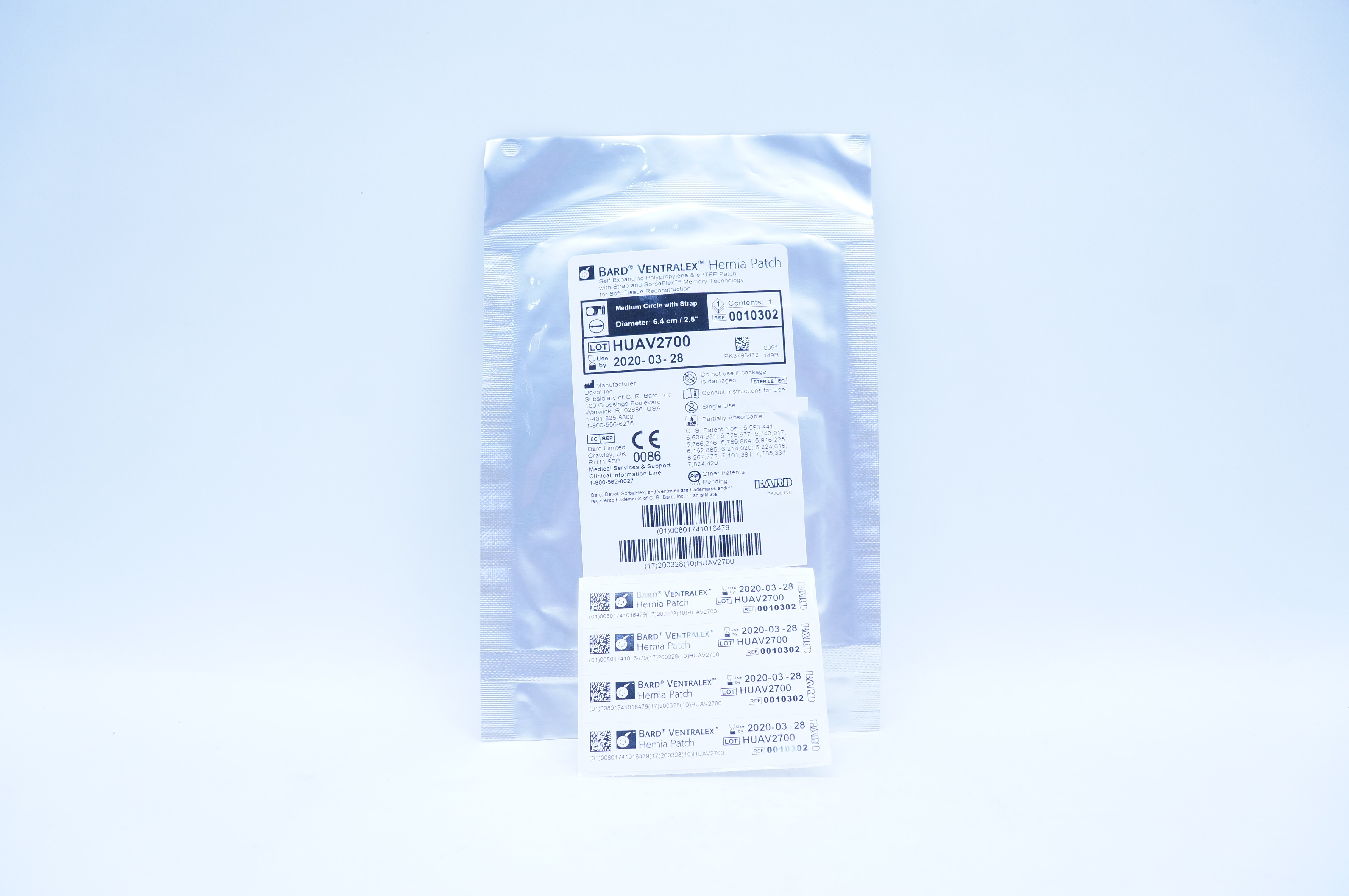 Bard 0010302 Davol Ventralex Hernia Patch 2.5inch (x)