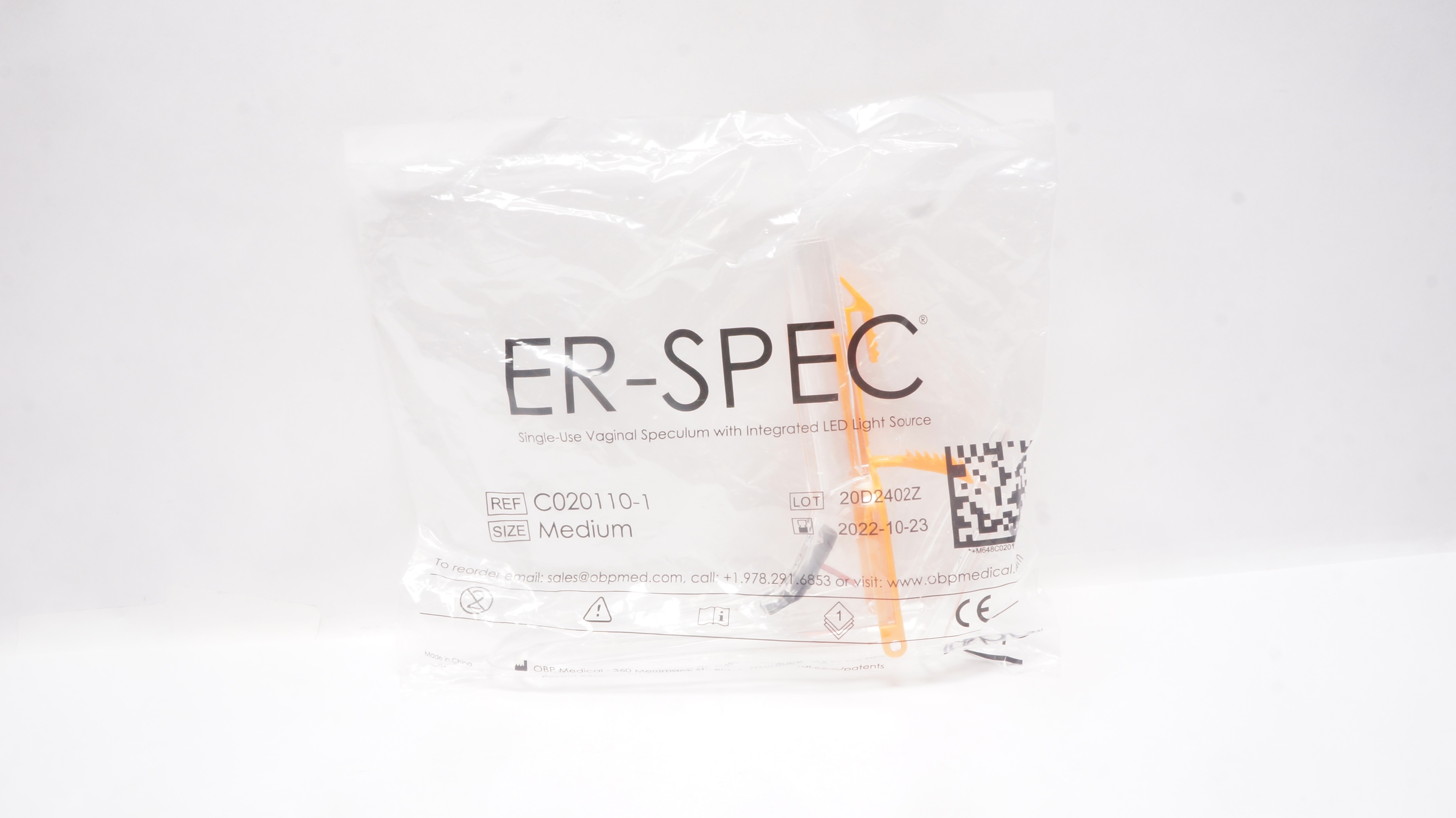 OBP Medical C020110-1 Er-Spec Vaginal Speculum w/Integrated LED Source, M (x)