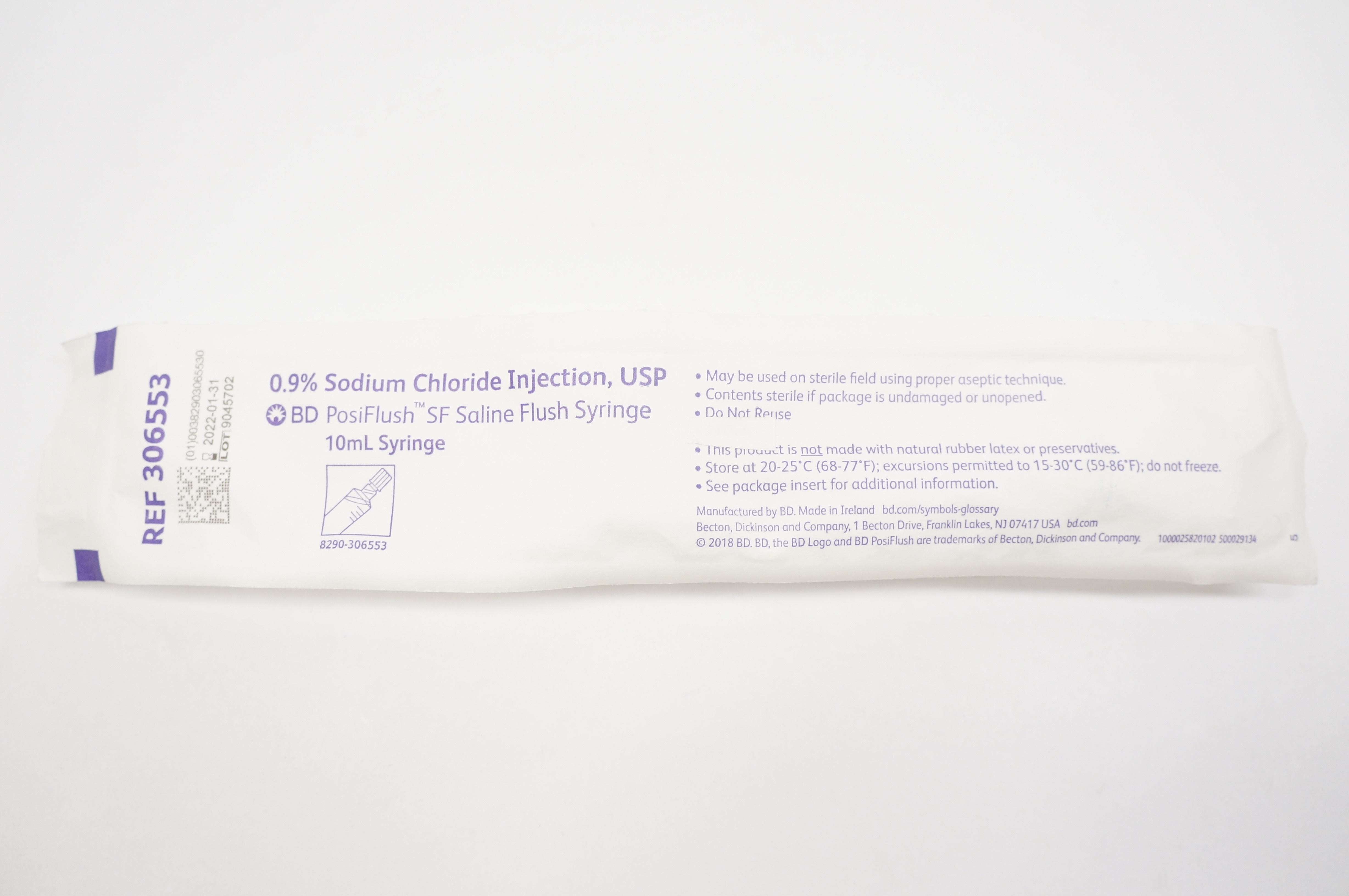 BD 306553 PosiFlush SF Saline Flush Syringe 10ml