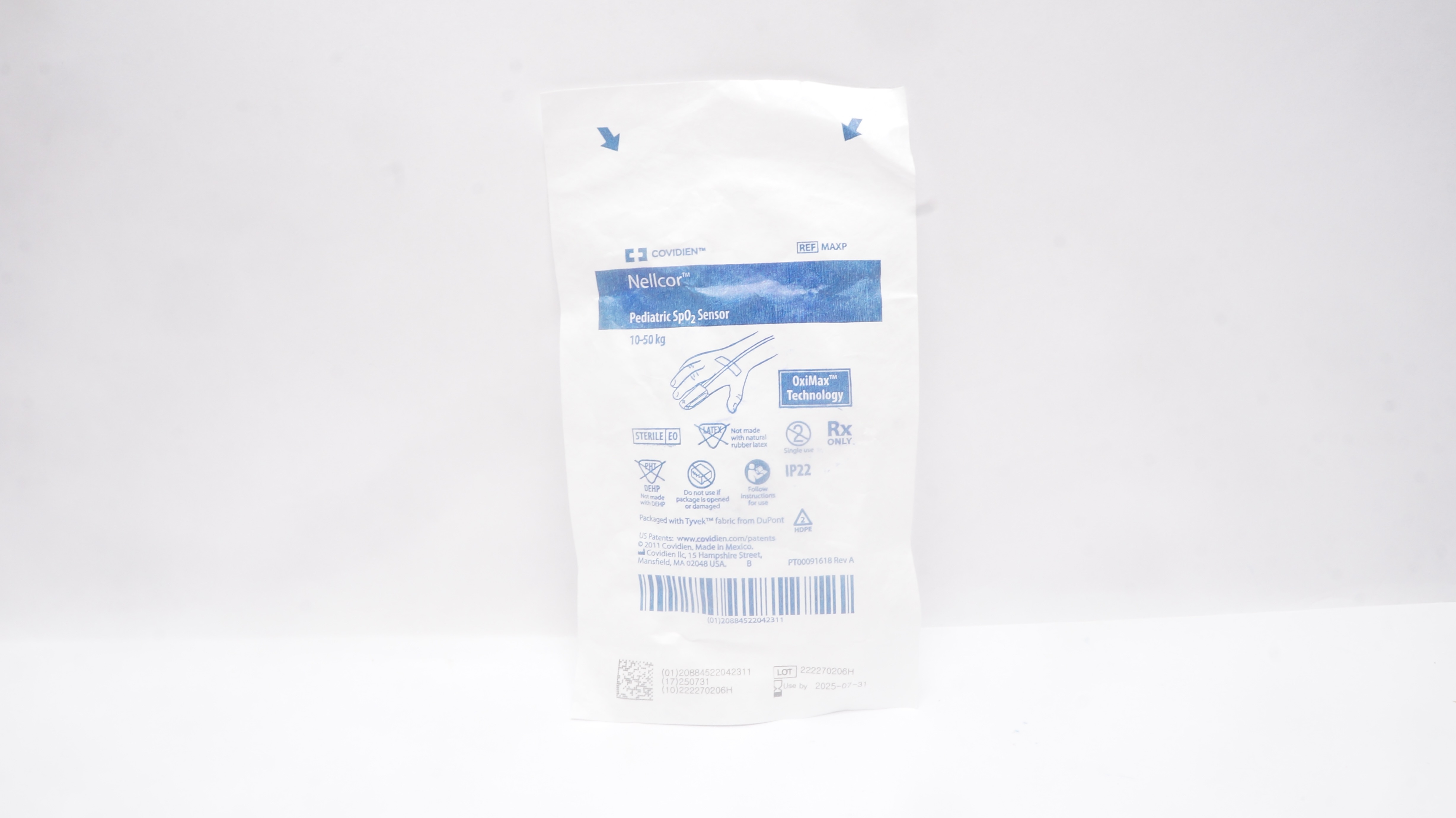 Covidien MAXP Nellcor Pediatric SpO2 Sensor, 10-50kg