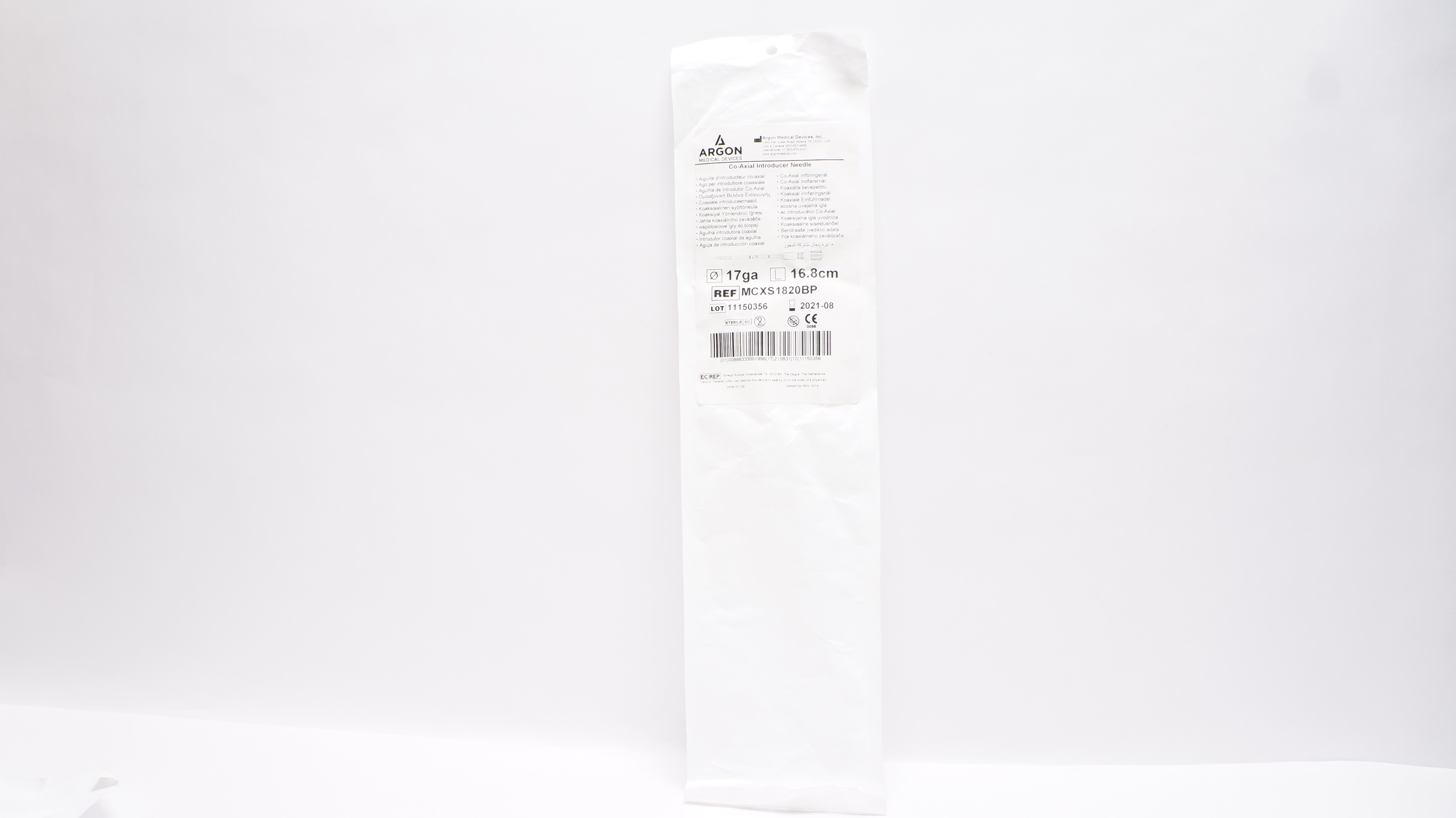 Argon Medical MCXS1820BP Co-Axial Introducer Ndle 17Ga 16.8cm (x)