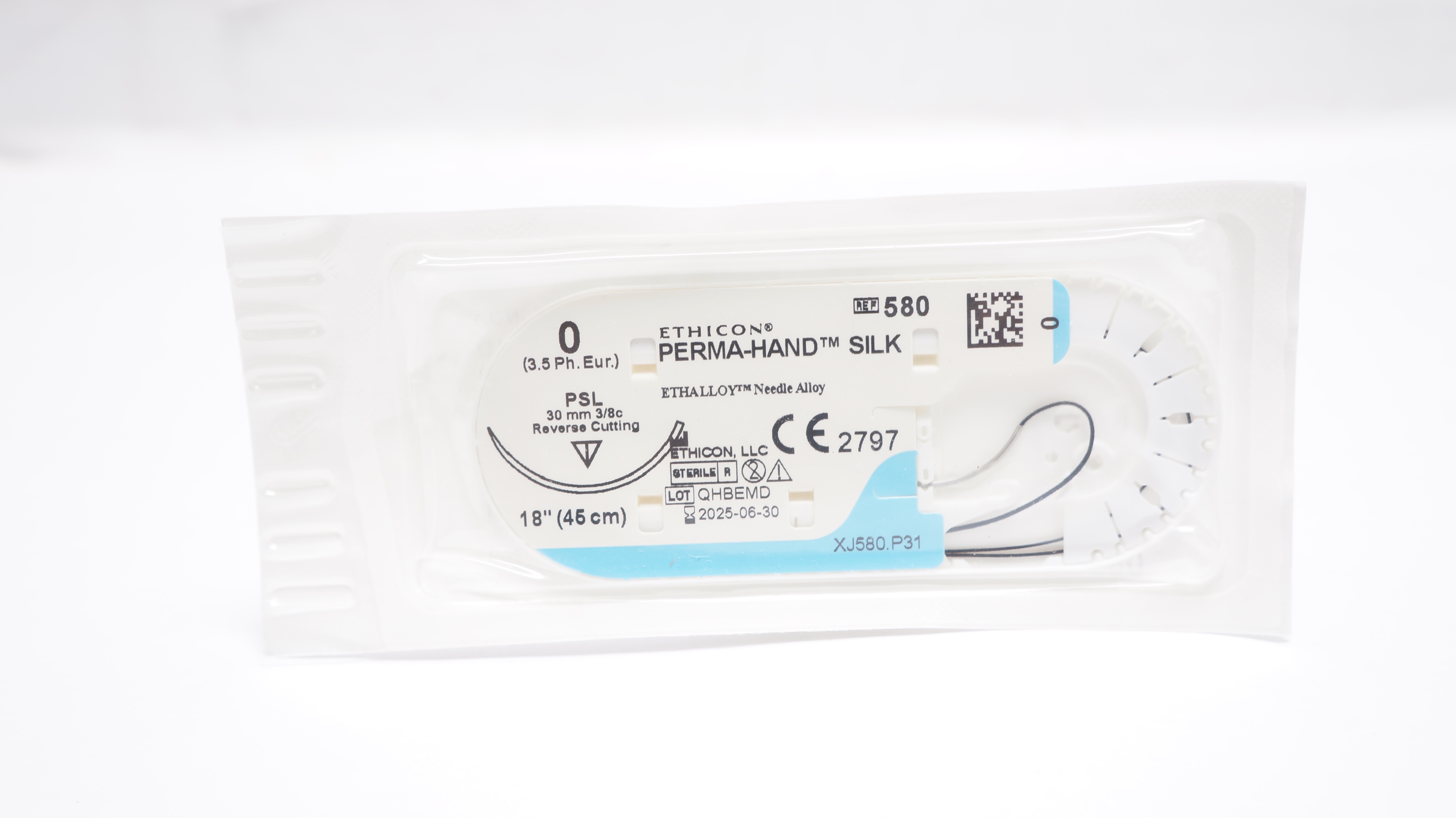 Ethicon 580 0 Perma-Hand Silk Stre PSL 30mm 3/8c Reverse Cutting, 18inch