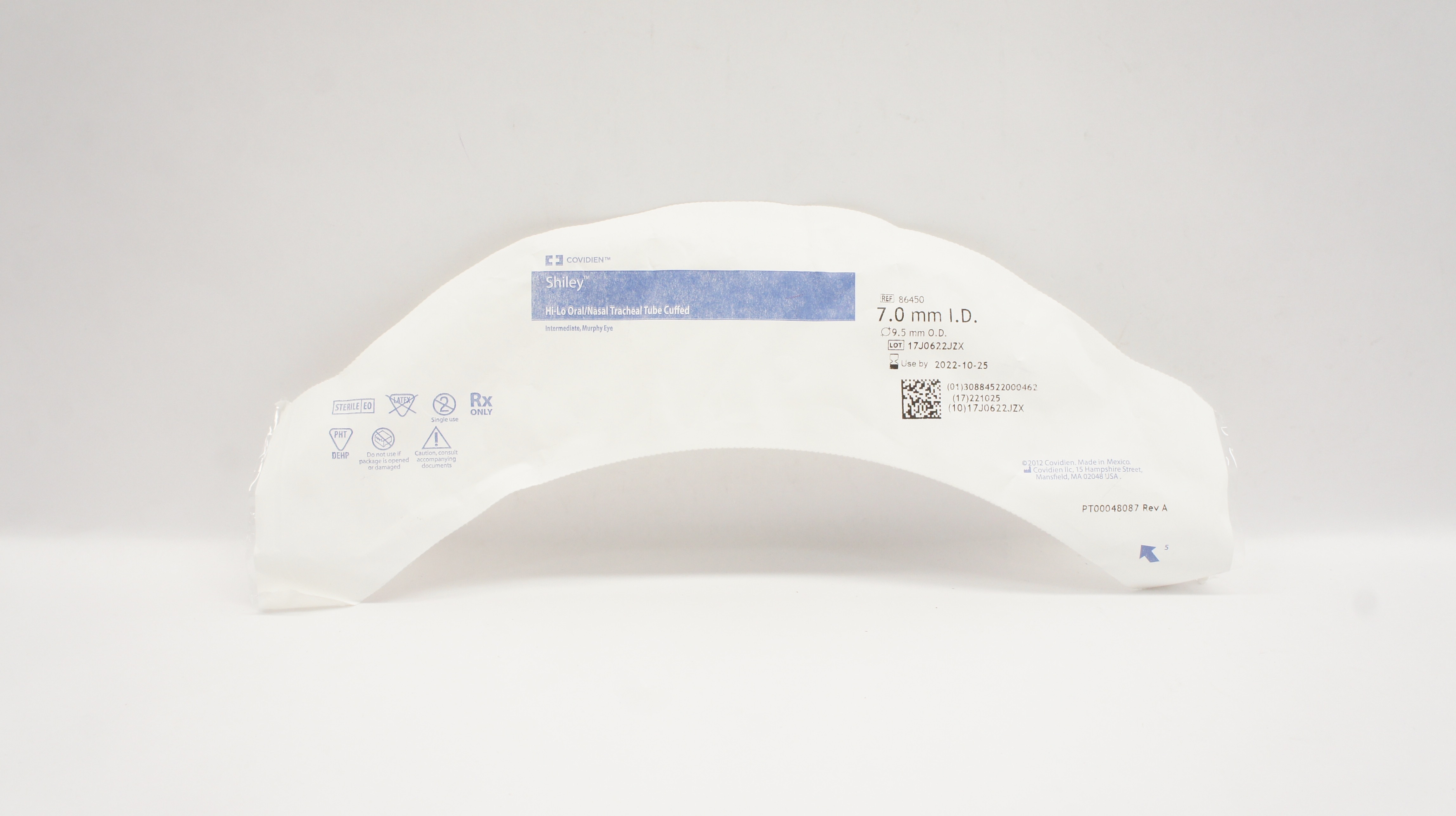 Covidien 86450 Shiley Hi-Lo Oral/Nasal Tracheal Tube 7mm x 9.5mm (x)