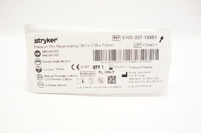 Stryker 5100-337-133S1 Tapered Micro Reciprocating Blade 38.0 x 0.38 x 7.9mm (x)
