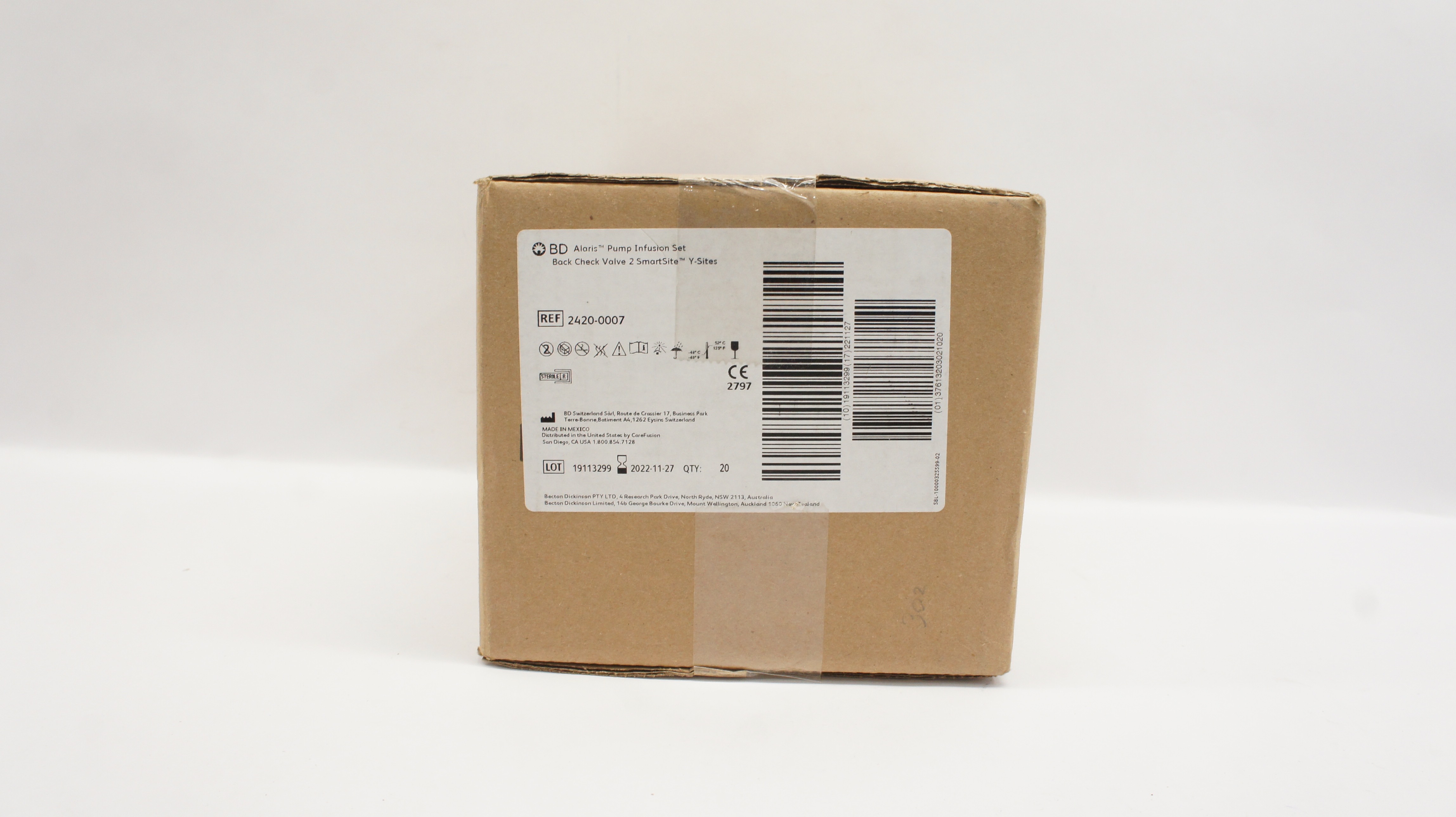 BD 2420-0007 Alaris Pump Infusion Set Back Check Valve 2 SmartSite - Box of 20