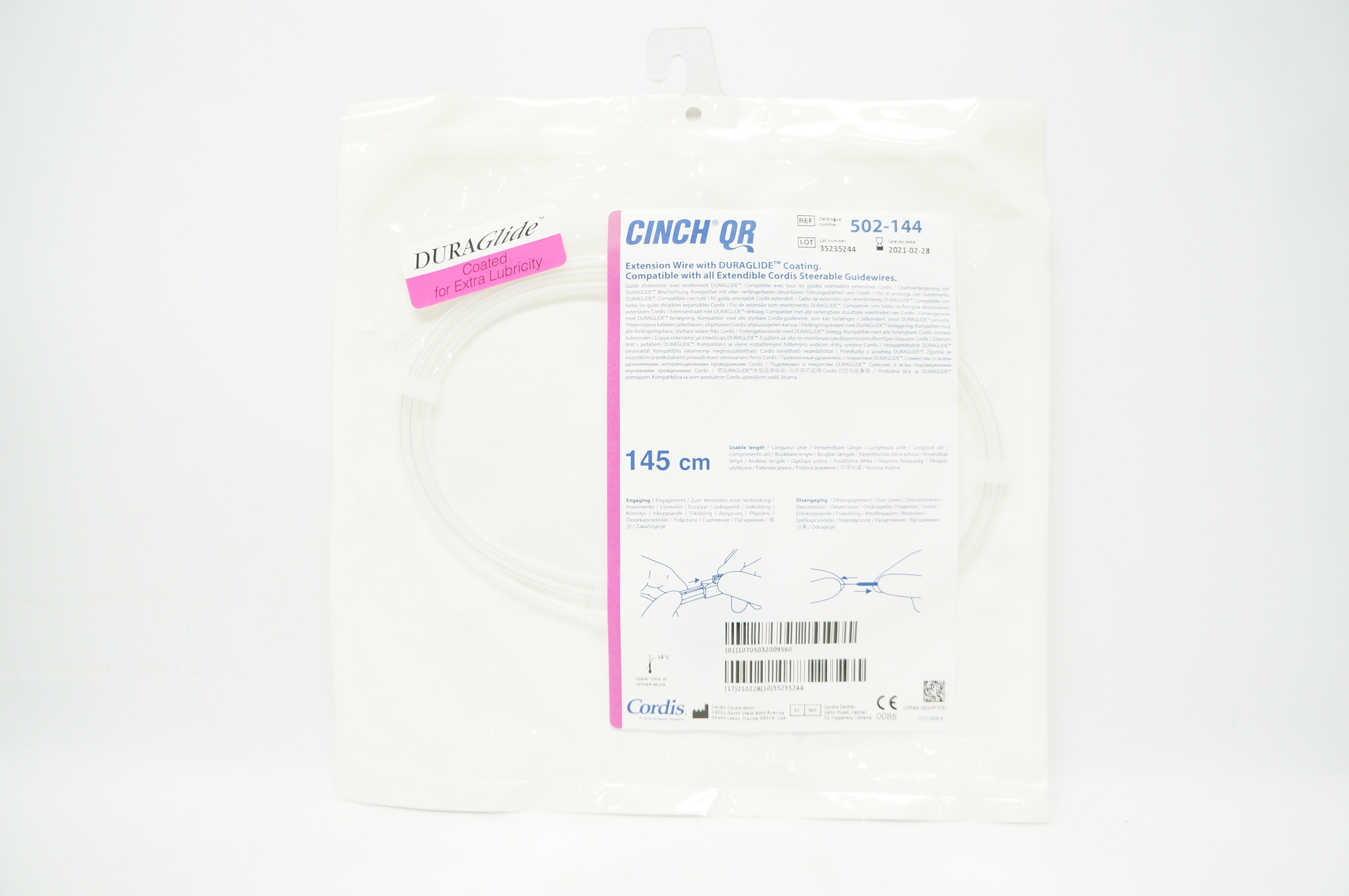 Cordis 502-144 CINCH QR Extension Wire W/ Duraglide Coating 145cm (x)