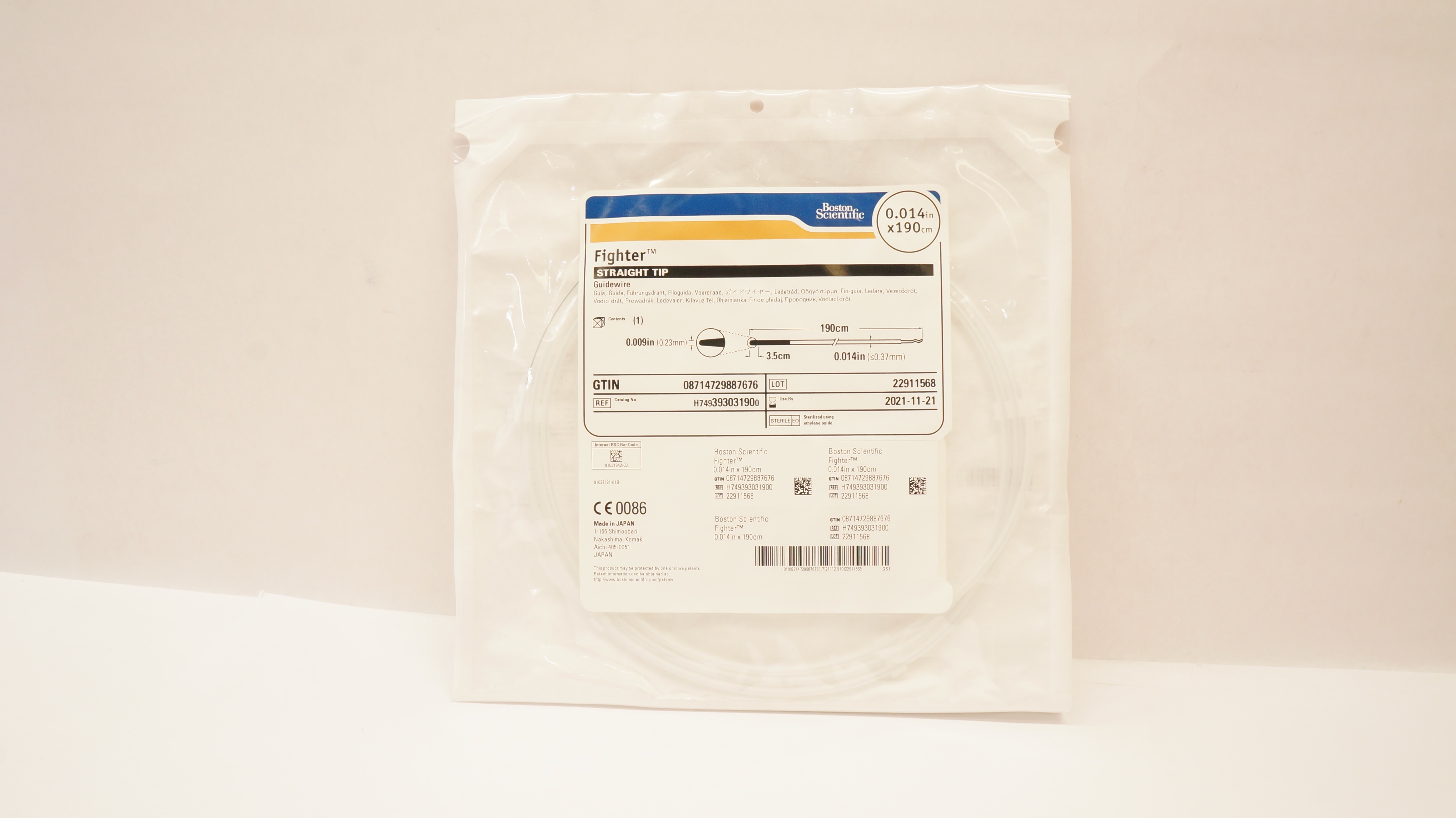 Boston Scientific H749393031900 Fighter StraightTip Guidewire 