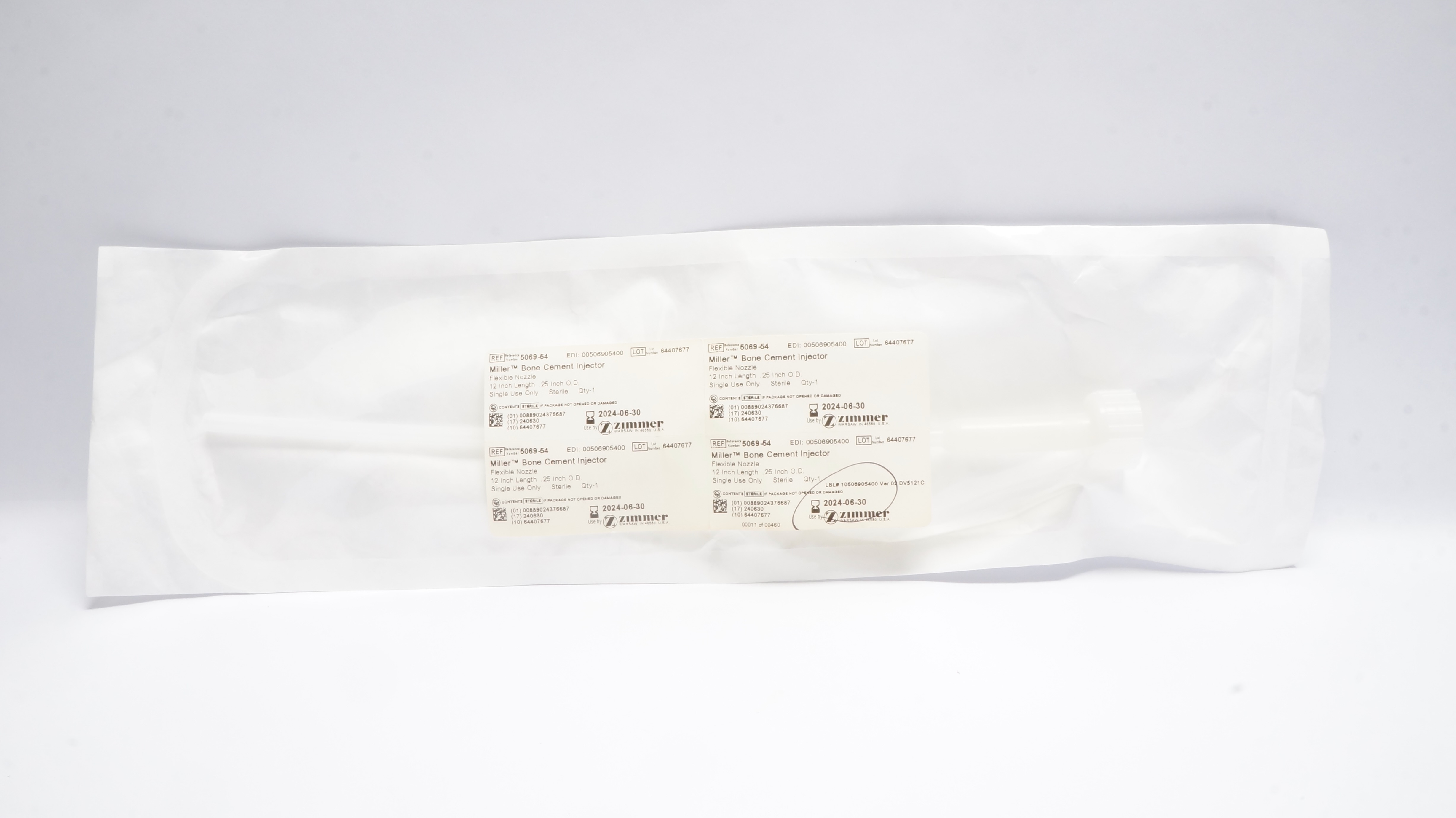 Zimmer 5069-54 Miller Bone Cement Injector, Flexible Nozzle, 12inch Length (x)