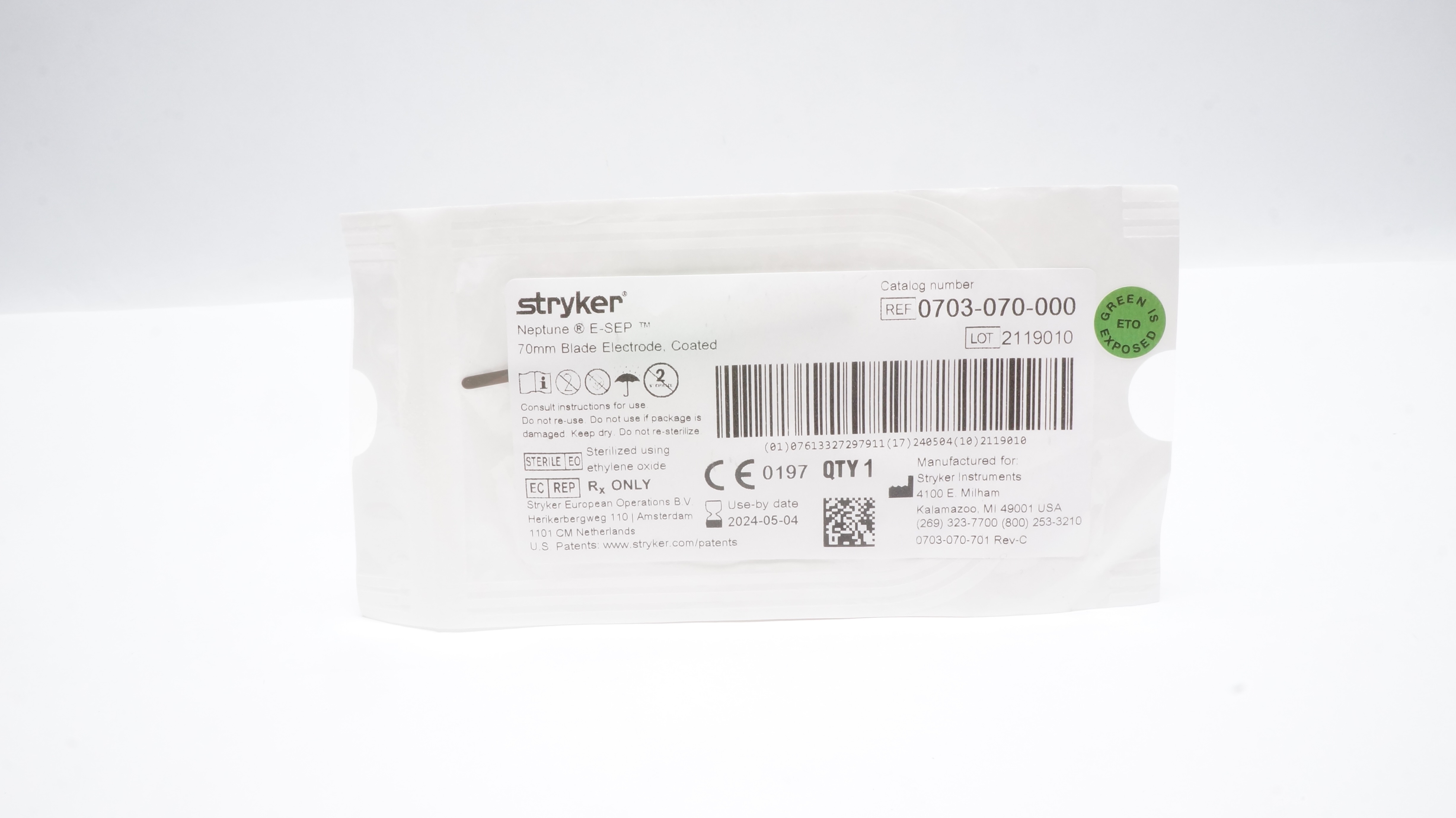 Stryker 0703-070-000 Neptune E-Sep Blade Electrode Coated 70mm (x)