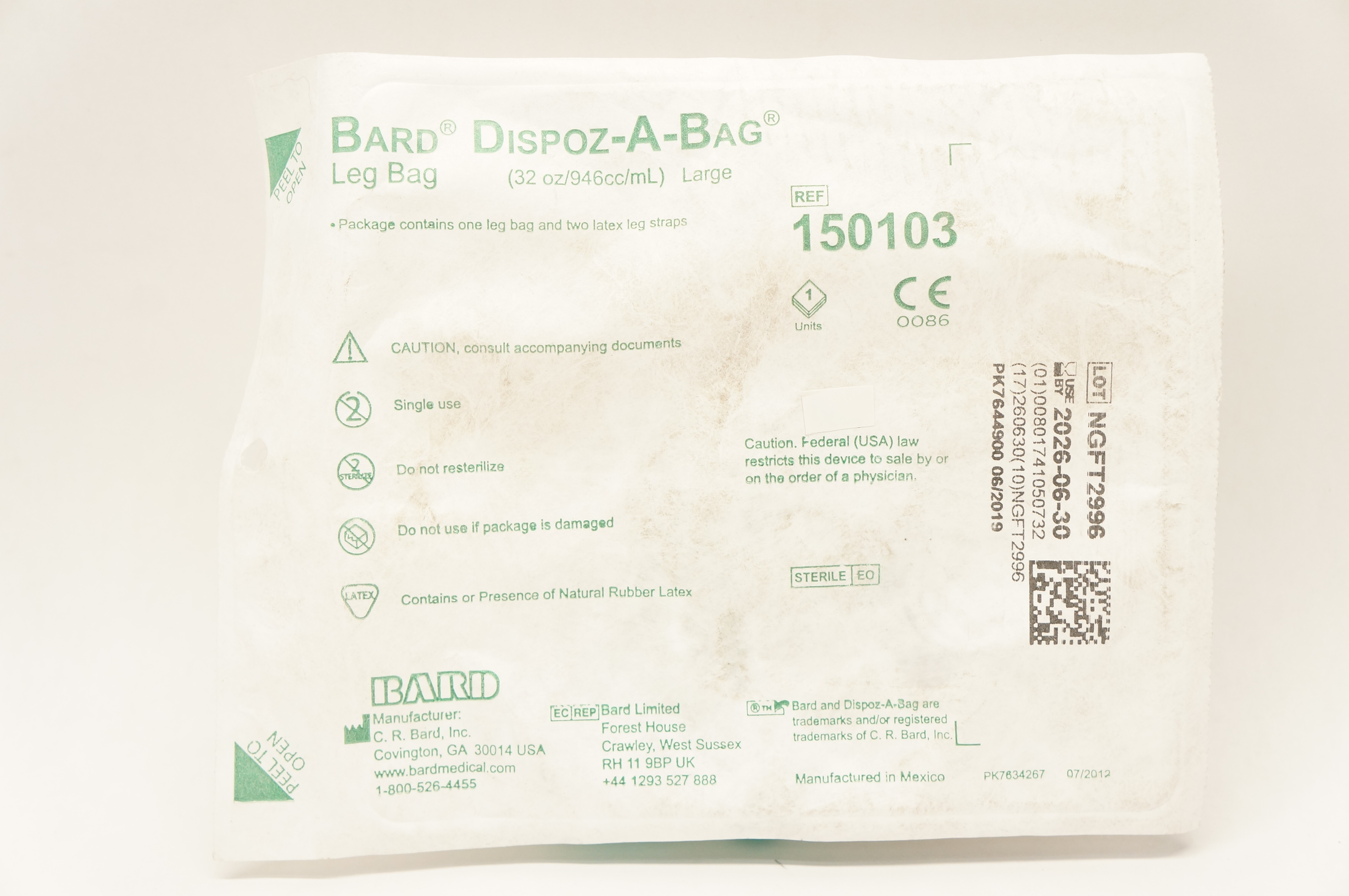 Bard 150103 Dispoz-A-Bag Leg Bag Large