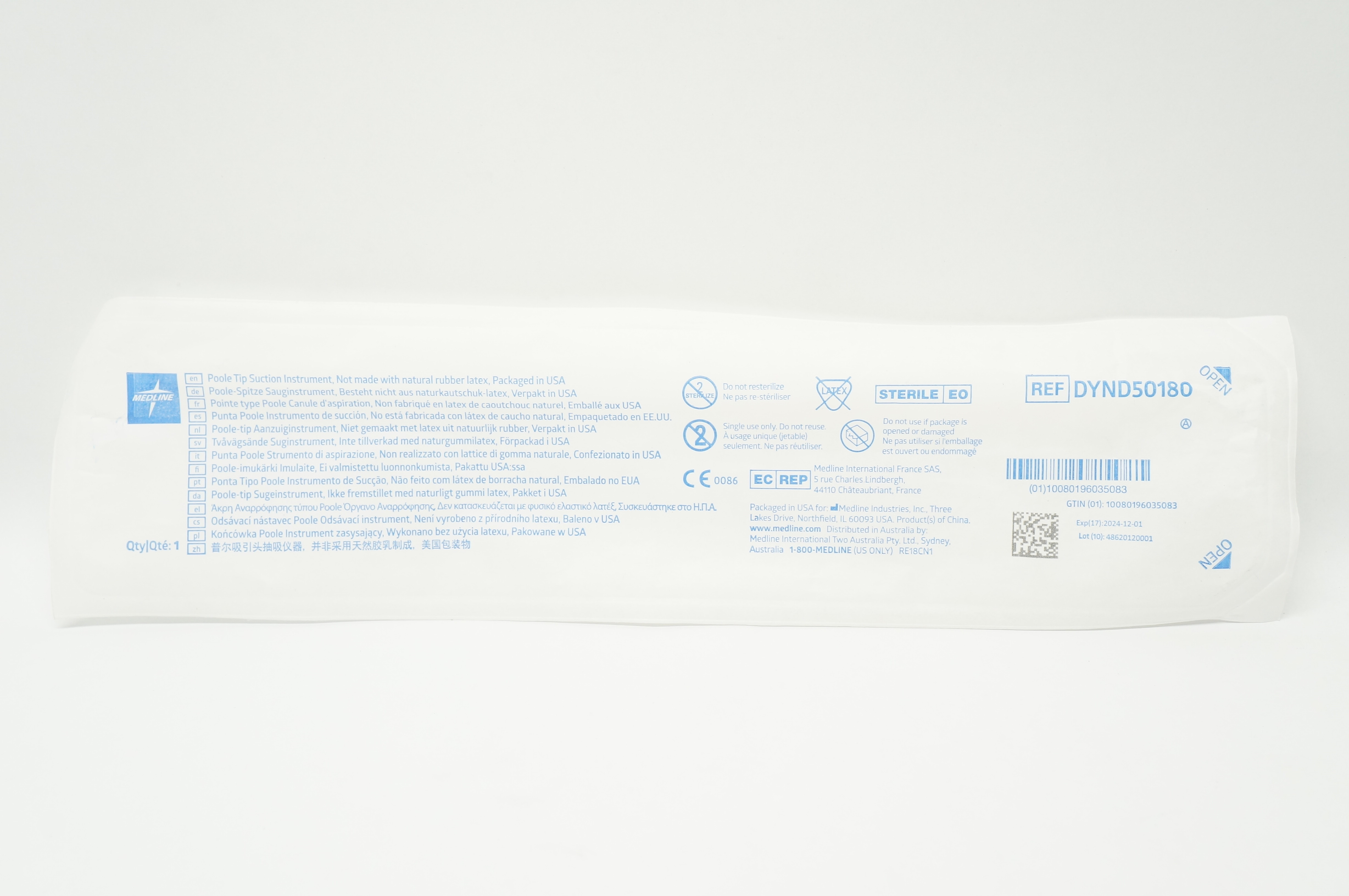 Medline DYND50180 Poole Tip Suction Instrument