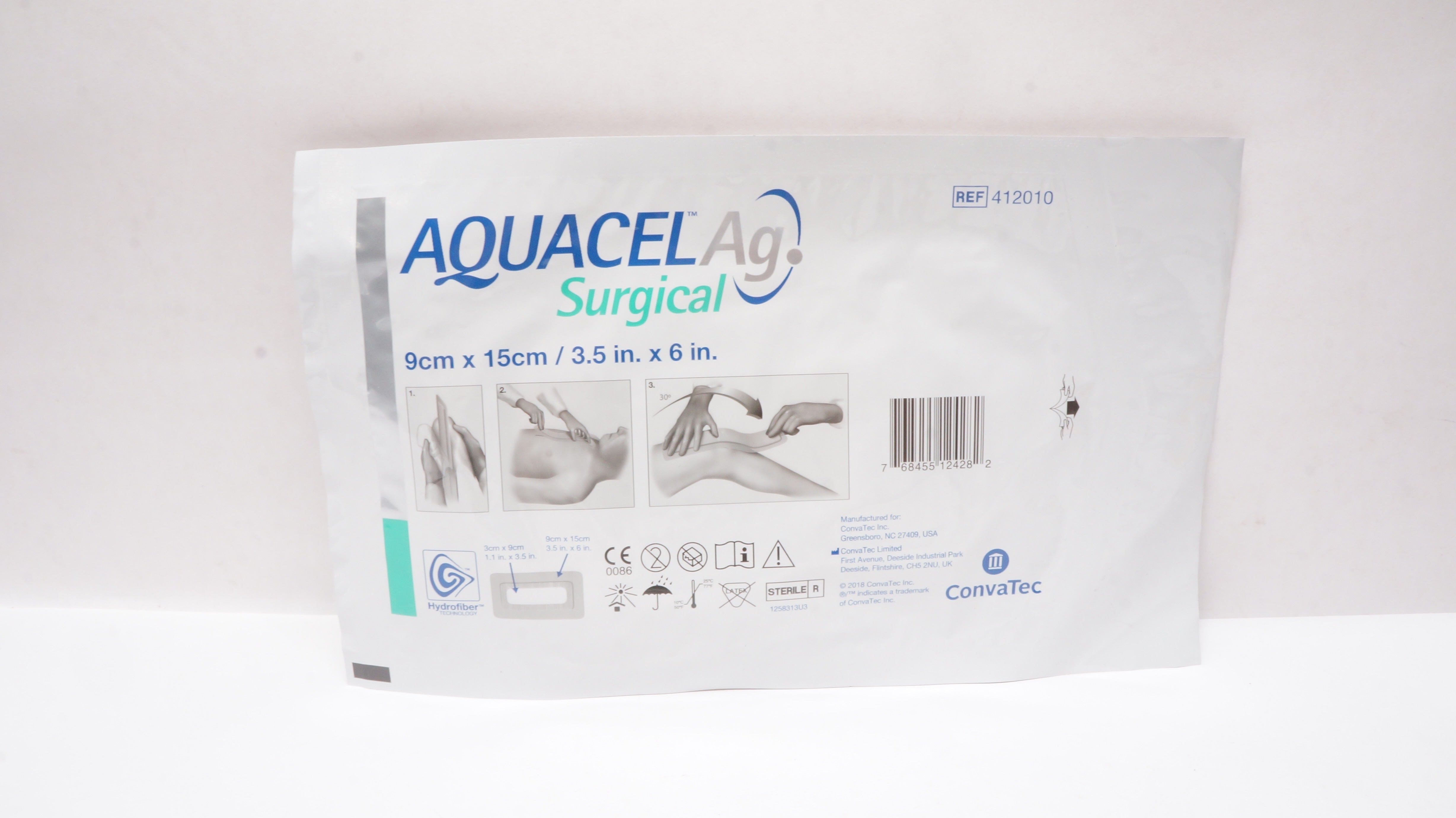 ConvaTec 412010 AquacelAg Surgical Cover Dressing Sterile 3.5 inch x 6 inch