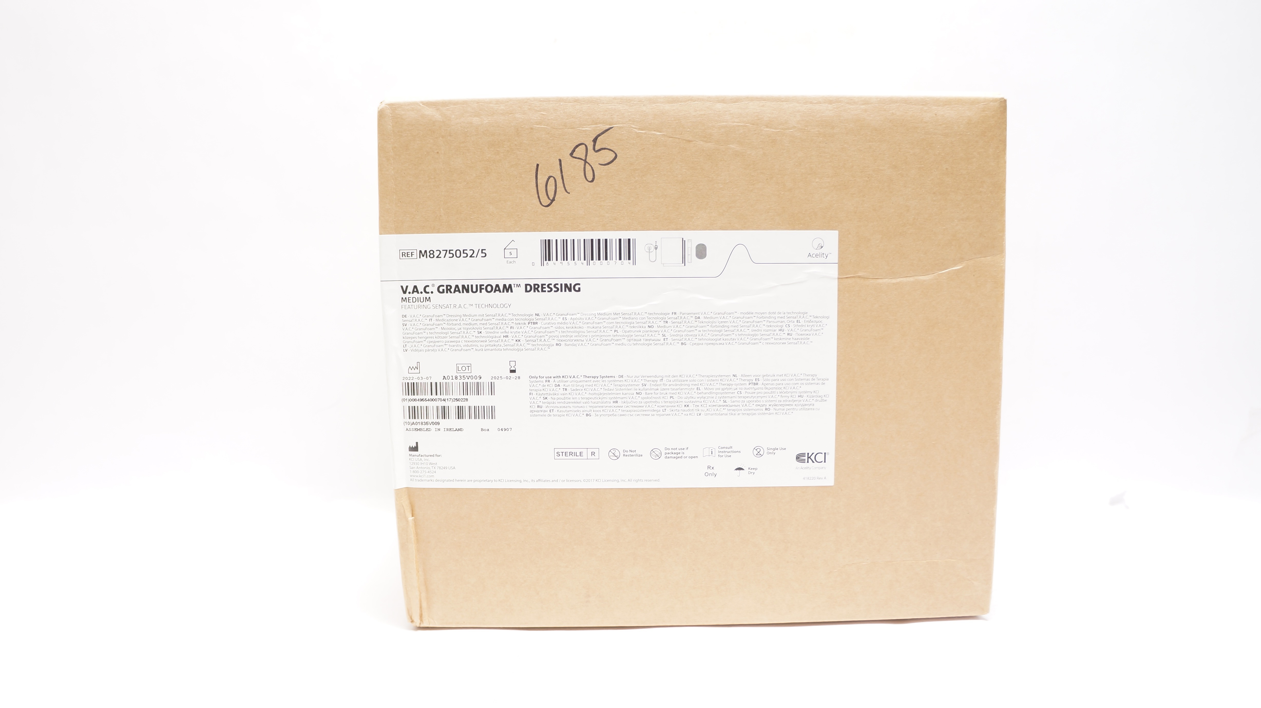 KCI M8275052/5 Acelity V.A.C. Granufoam Dressing Medium - Box of 5
