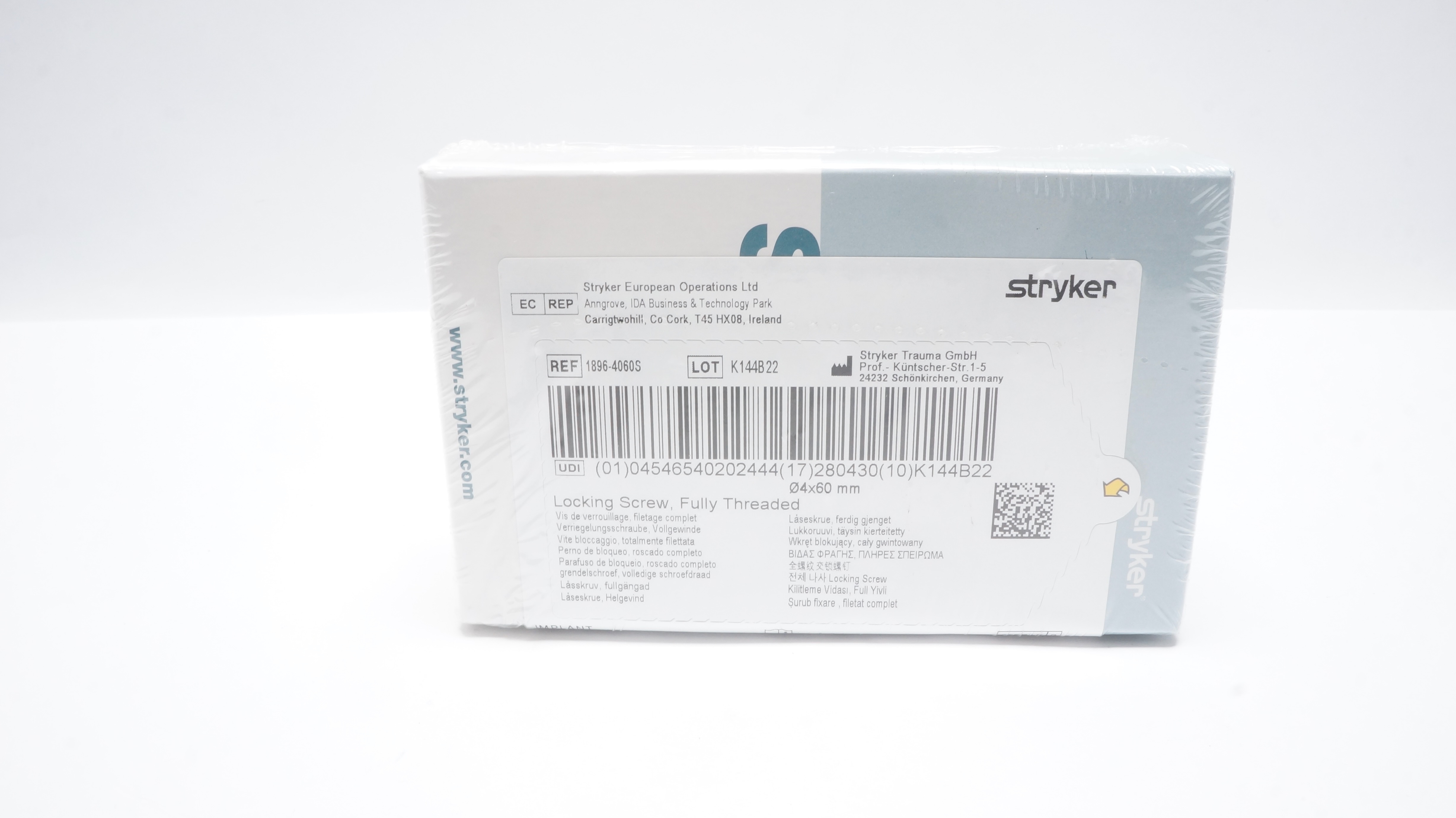 Stryker 1896-4060S Locking Screw,Fully Threaded 4 x 60mm