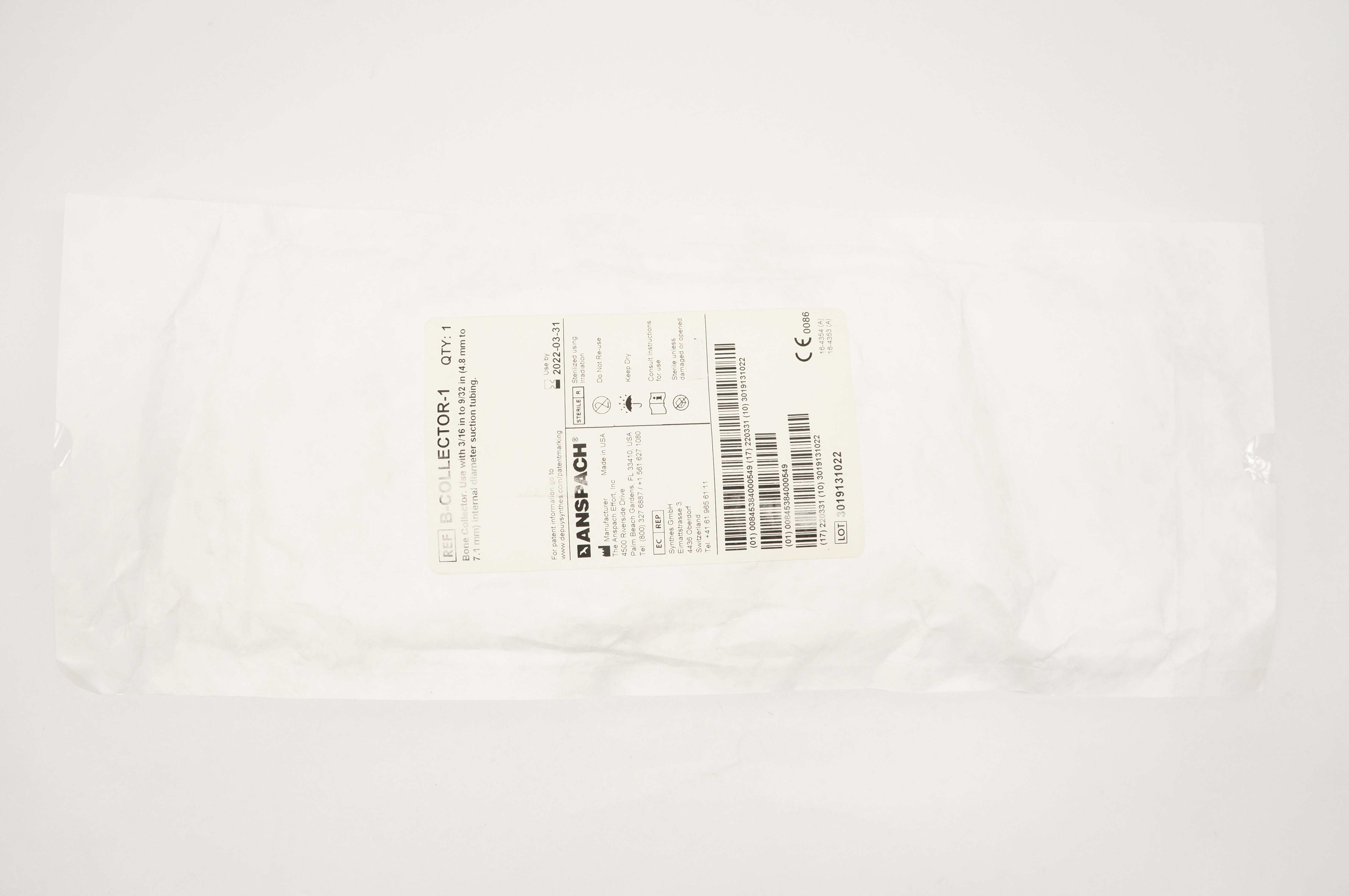 Anspach BCOLLECTOR1 Bone Collector Use With 3/16 in to 9/32inch