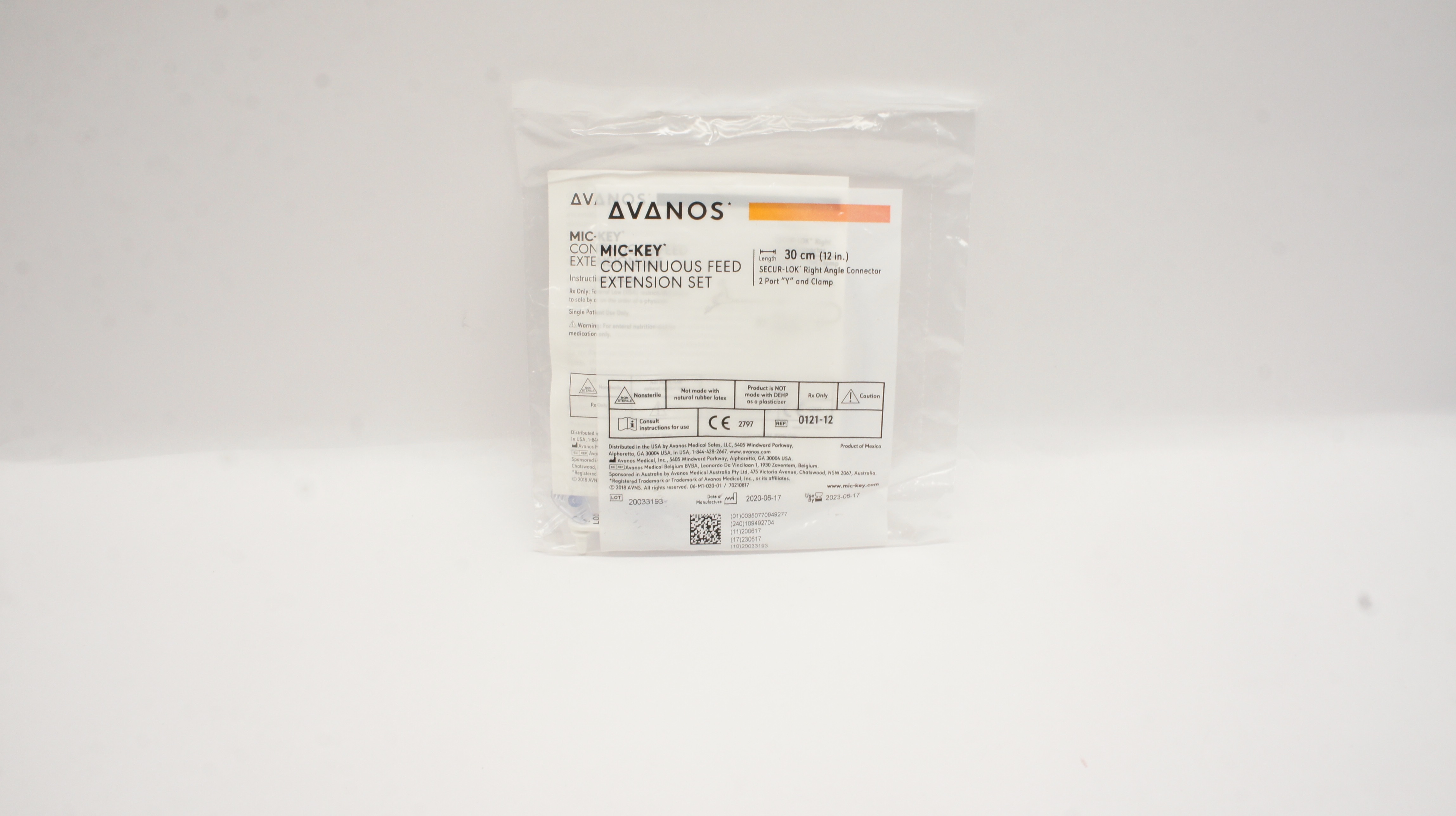 Avanos 0121-12 Mic-Key Continuous Feed Extension Set 12inch