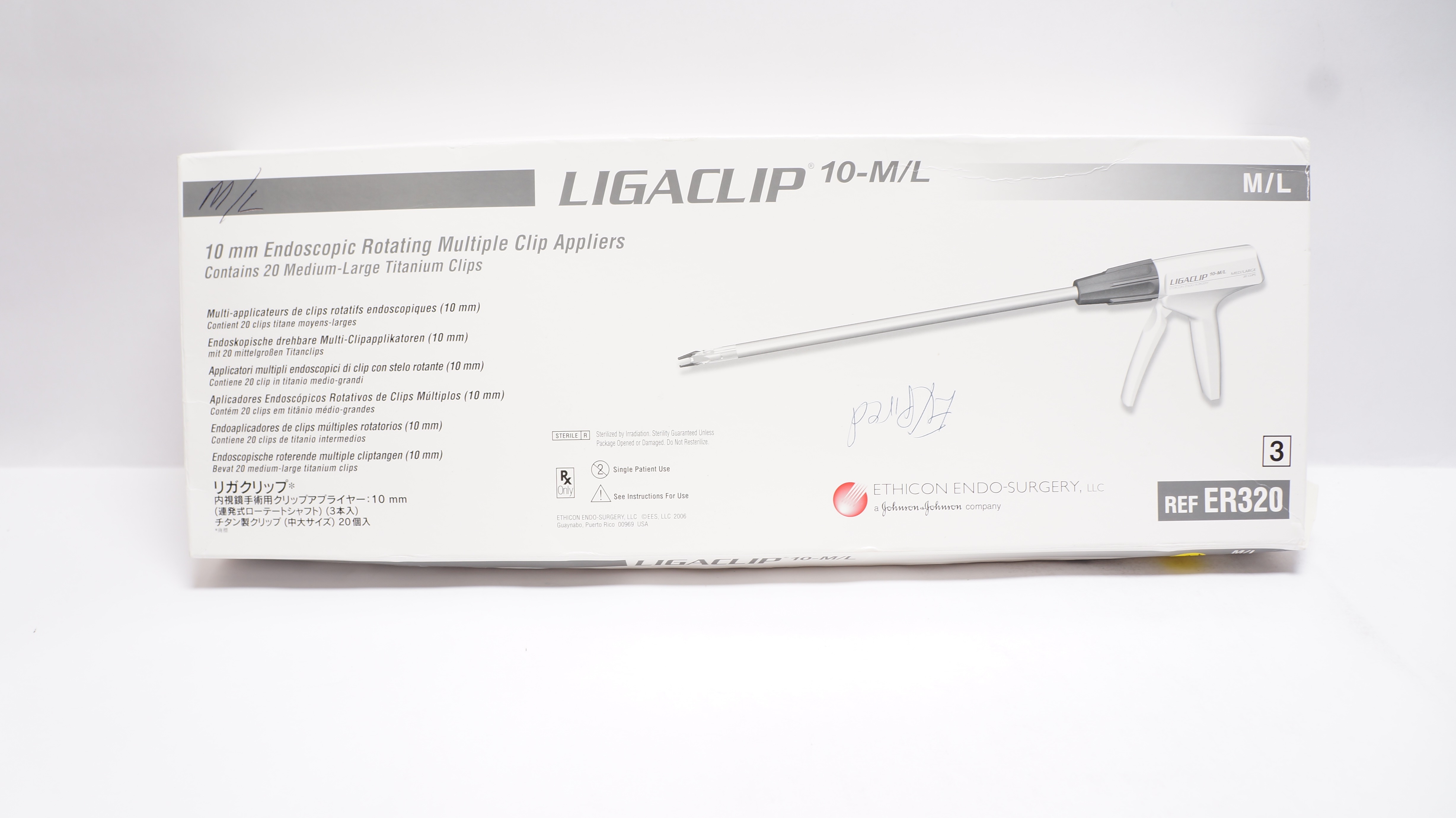 Ethicon ER320 LIGACLIP Endoscopic Rotating Multiple Clip Applier 10mm(x)-Box of3