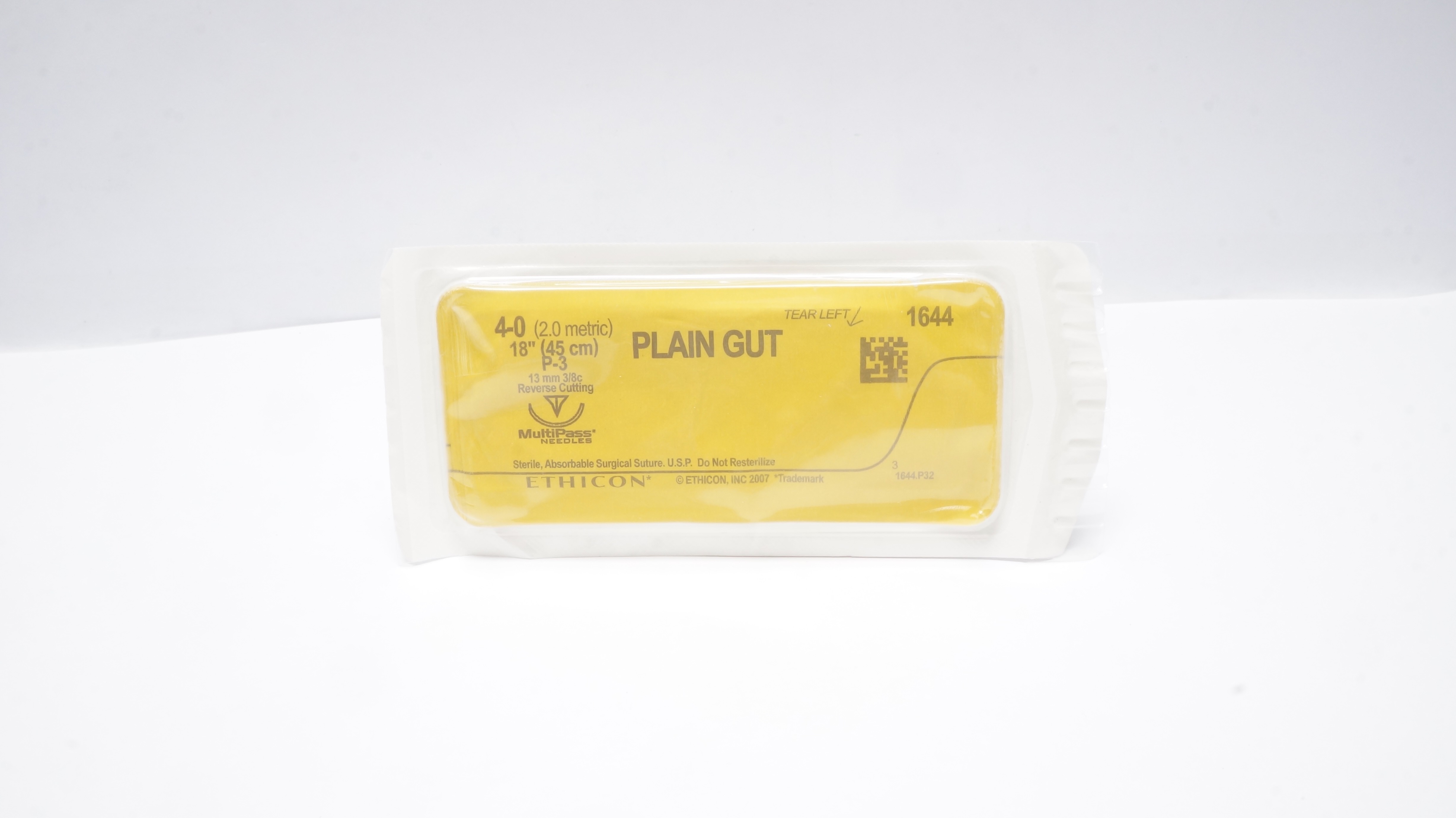 Ethicon 1644 4-0 PLAIN GUT Stre P-3 13mm 3/8c Reverse Cutting, 18inch (x)