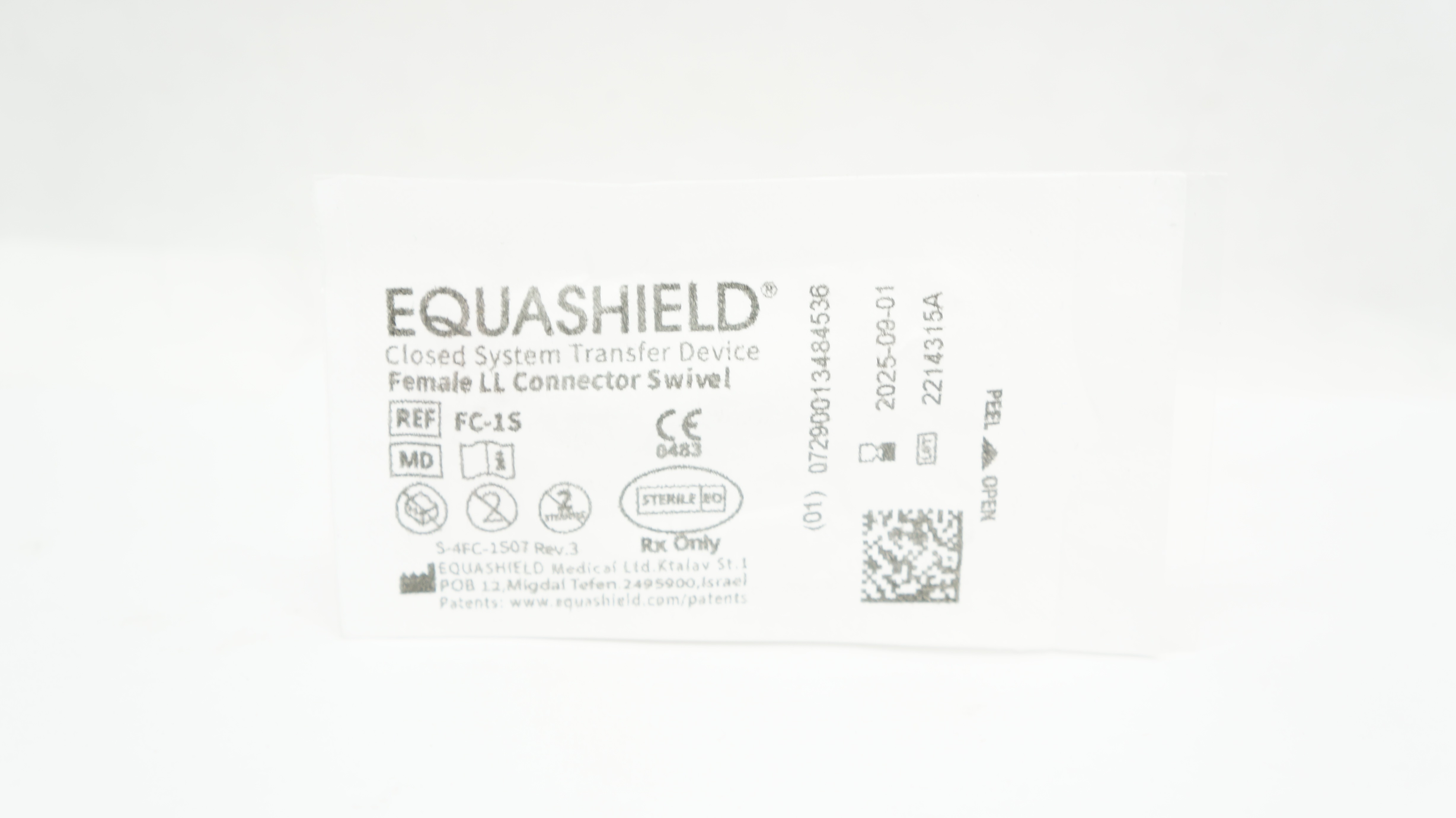 Equashield Medical FC1S Closed System Drug Transfer Device Female LL