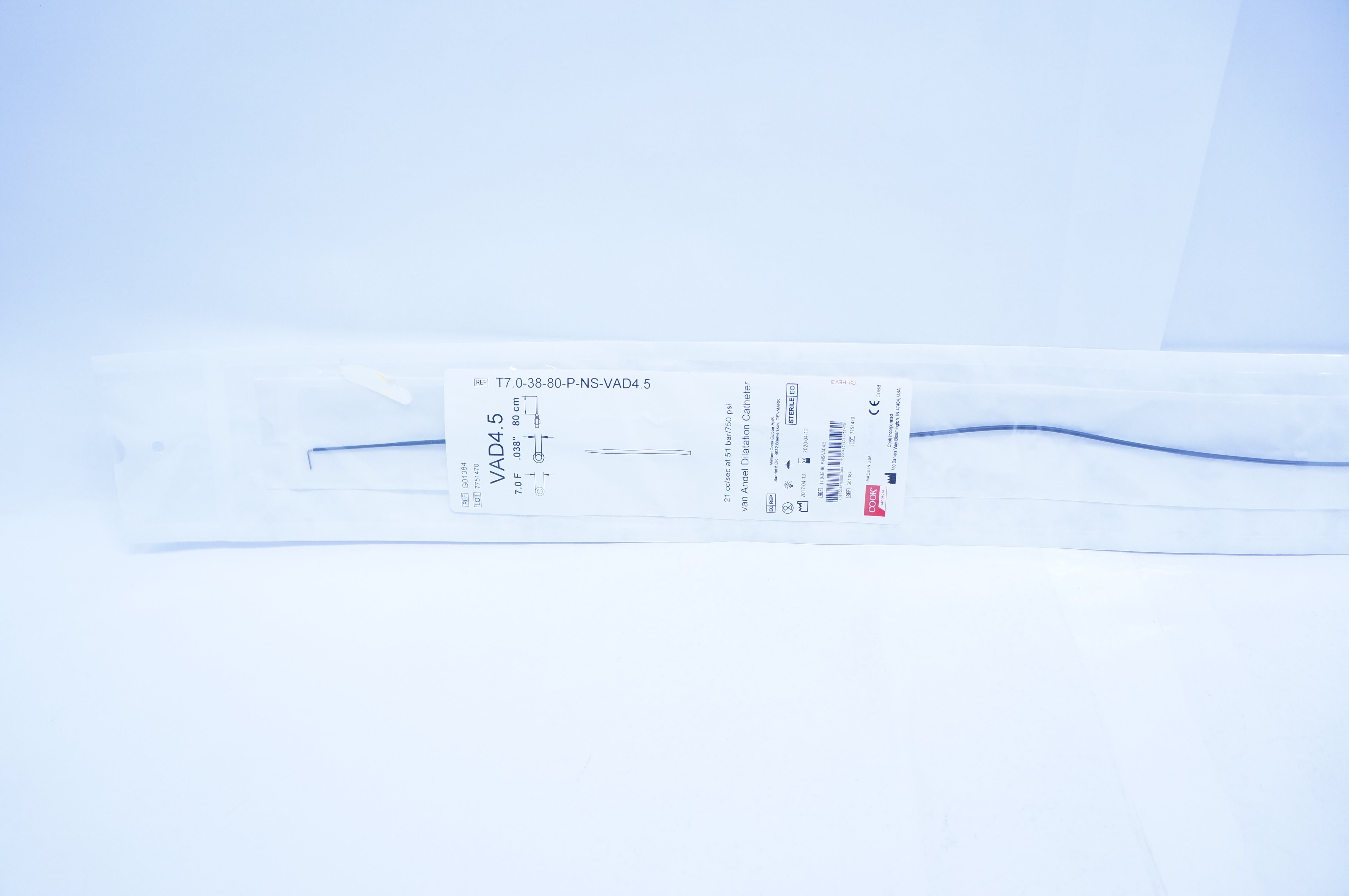Cook Medical G01384 VAD Cath. 4.5 7.0F x .038inch x 80cm (x)