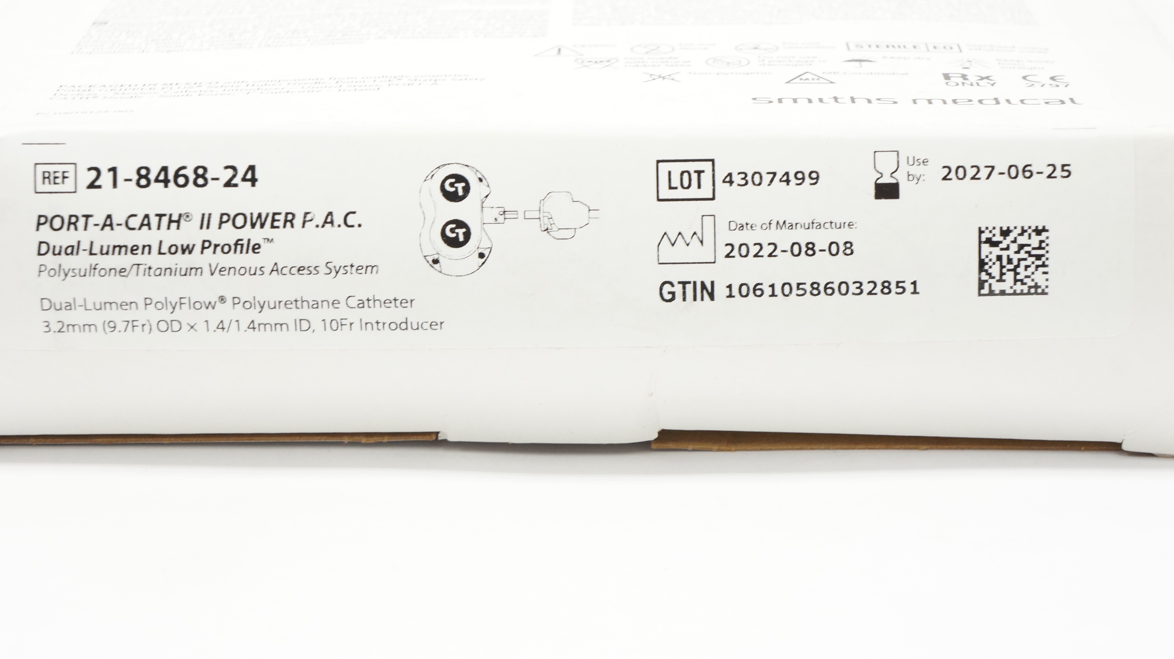 Smiths Medical 21-8468-24 Port-A-Cath II Polyurethane Cath. 9.7Fr Introducer 10Fr