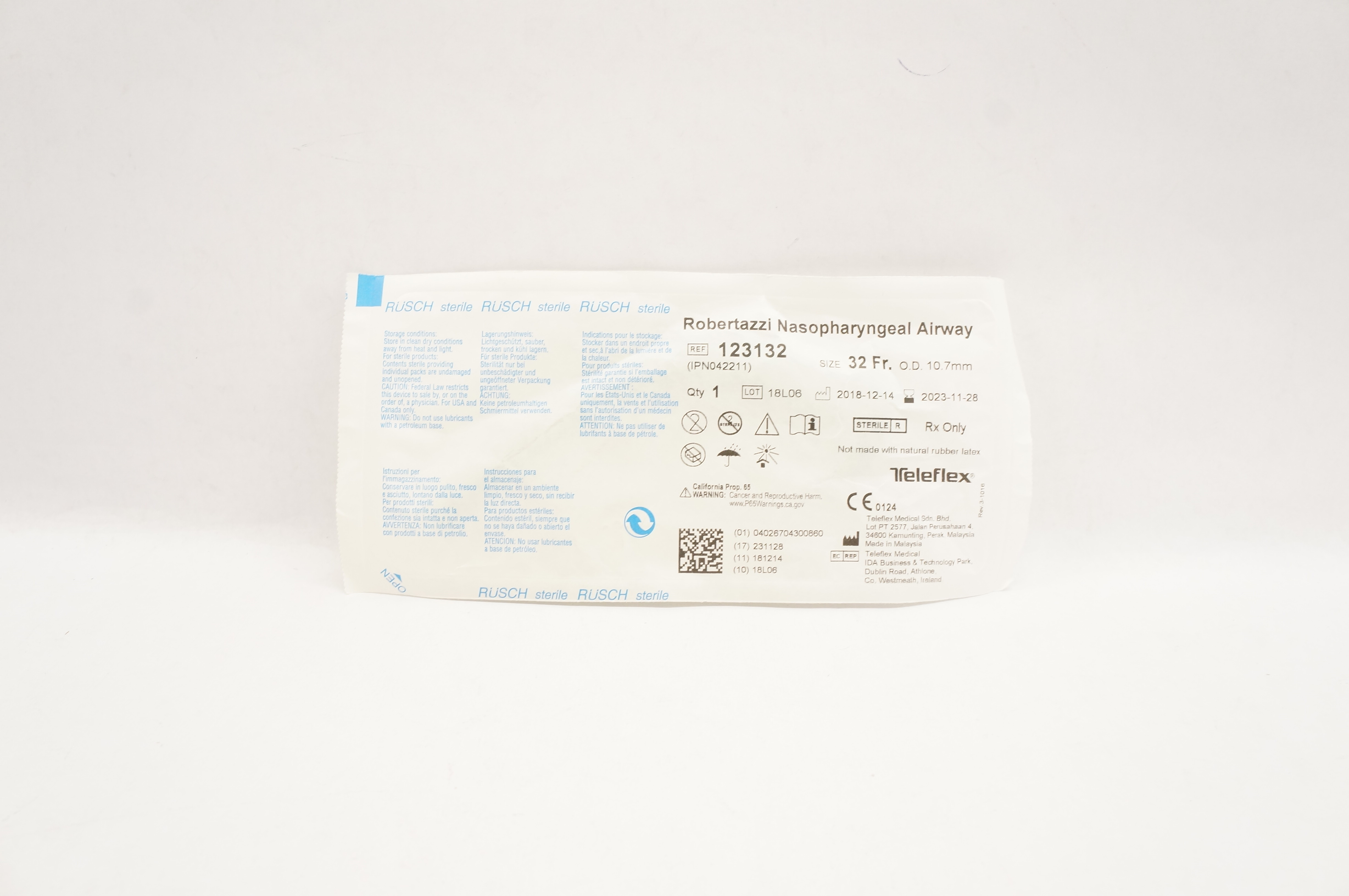 Teleflex 123132 Robertazzi Nasopharyngeal Airway 32Fr. x 10.7mm