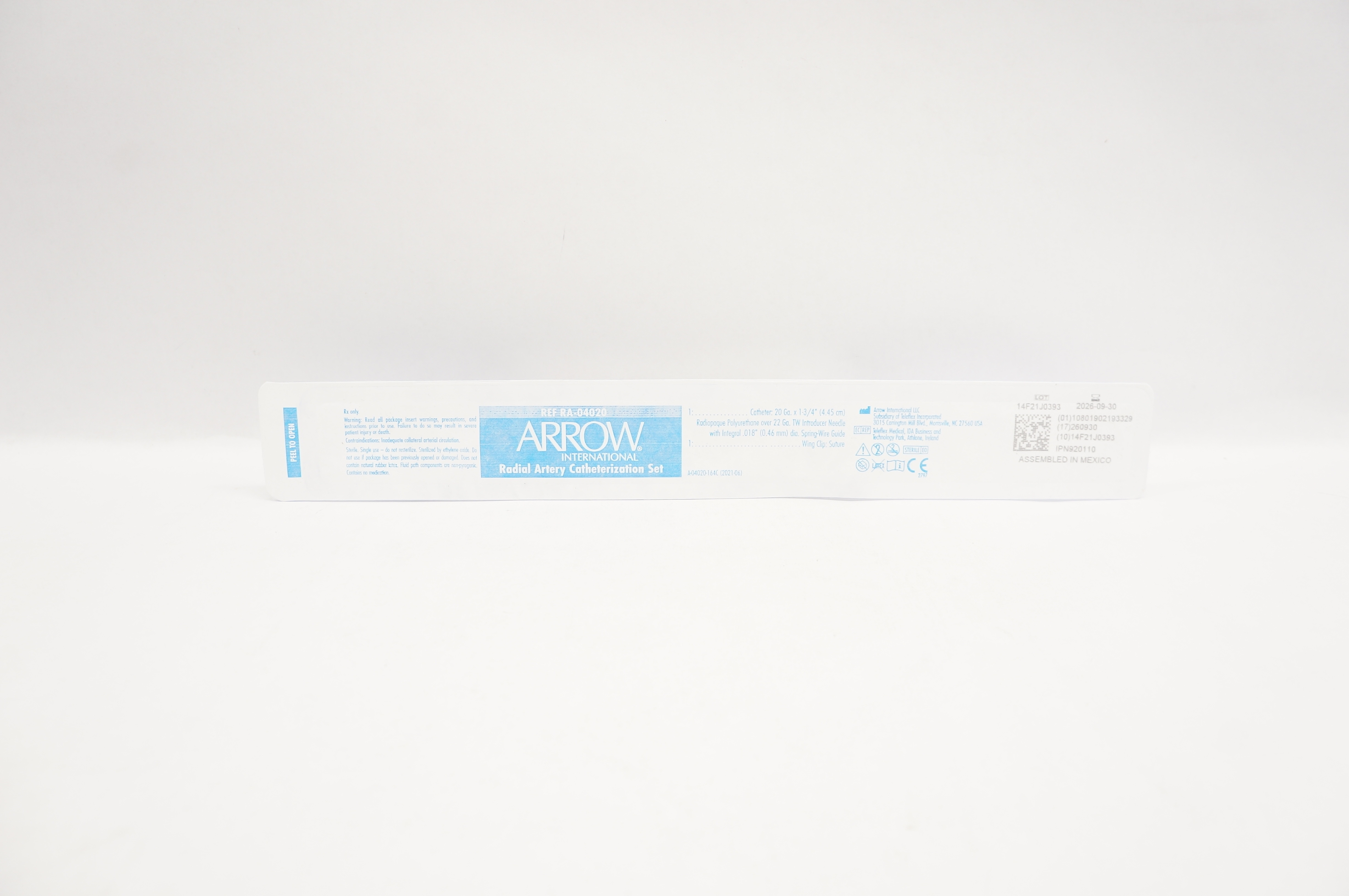 Arrow RA-04020 Radial Artery Catheterization Set 20Ga x 1-3/4 inch